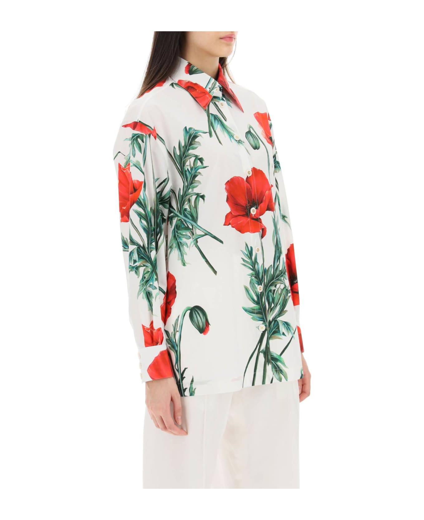 Dolce & Gabbana Poppy Print Poplin Shirt - Multicolor