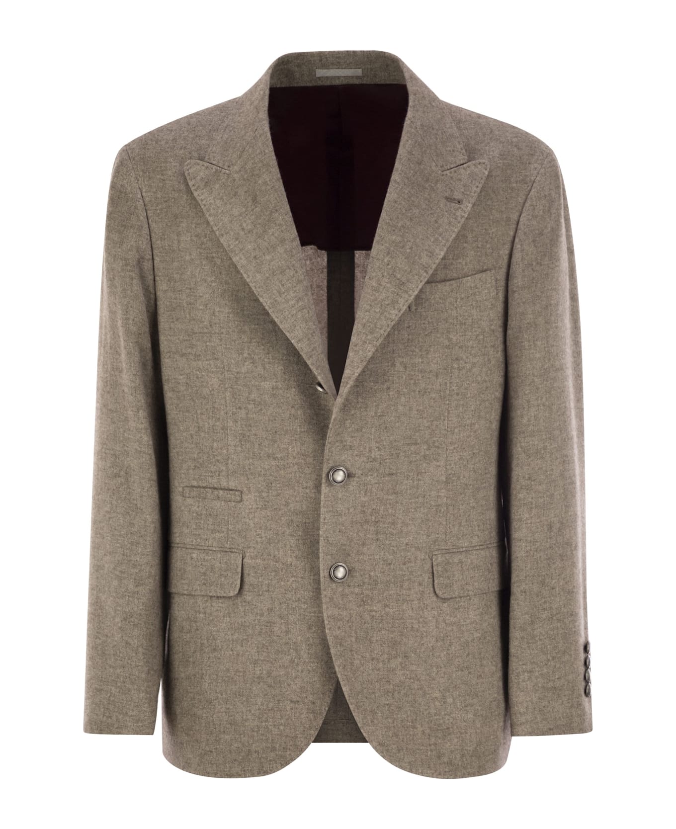 BRUNELLO CUCINELLI Lサイズ イタリア製 Brunello Cucinelli - White & Blue Striped Mandarin Collar