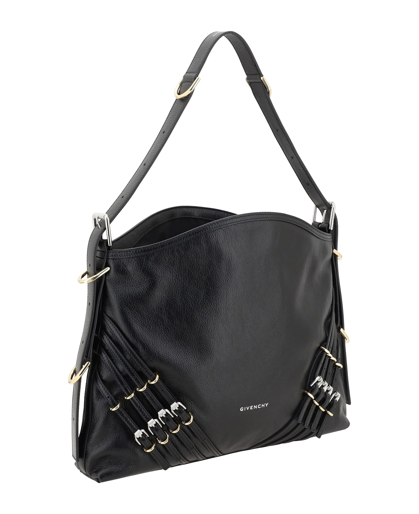 Givenchy Voyou Buckles Shoulder Bag - Black
