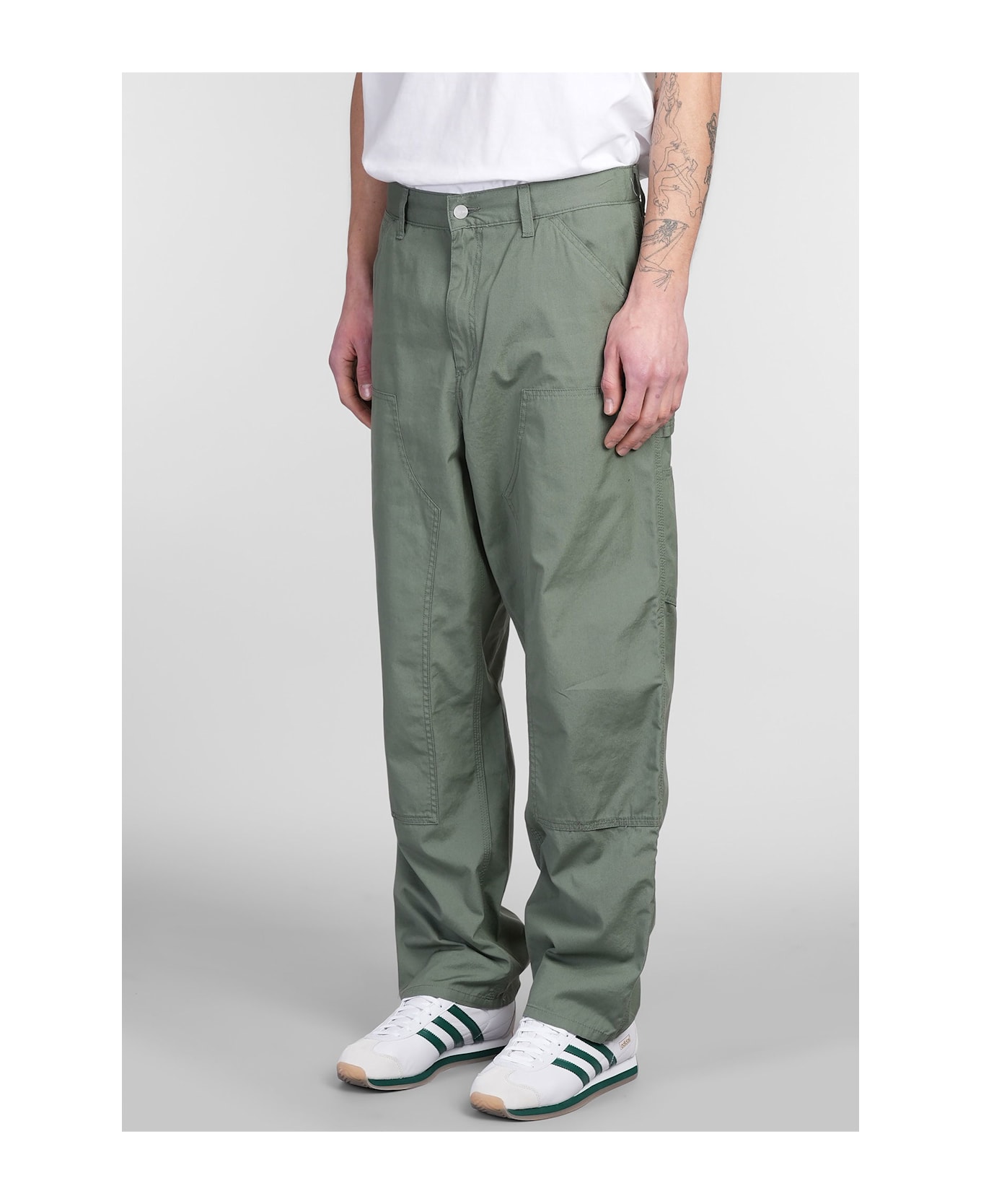 Carhartt Double Knee Pants In Green Cotton - green