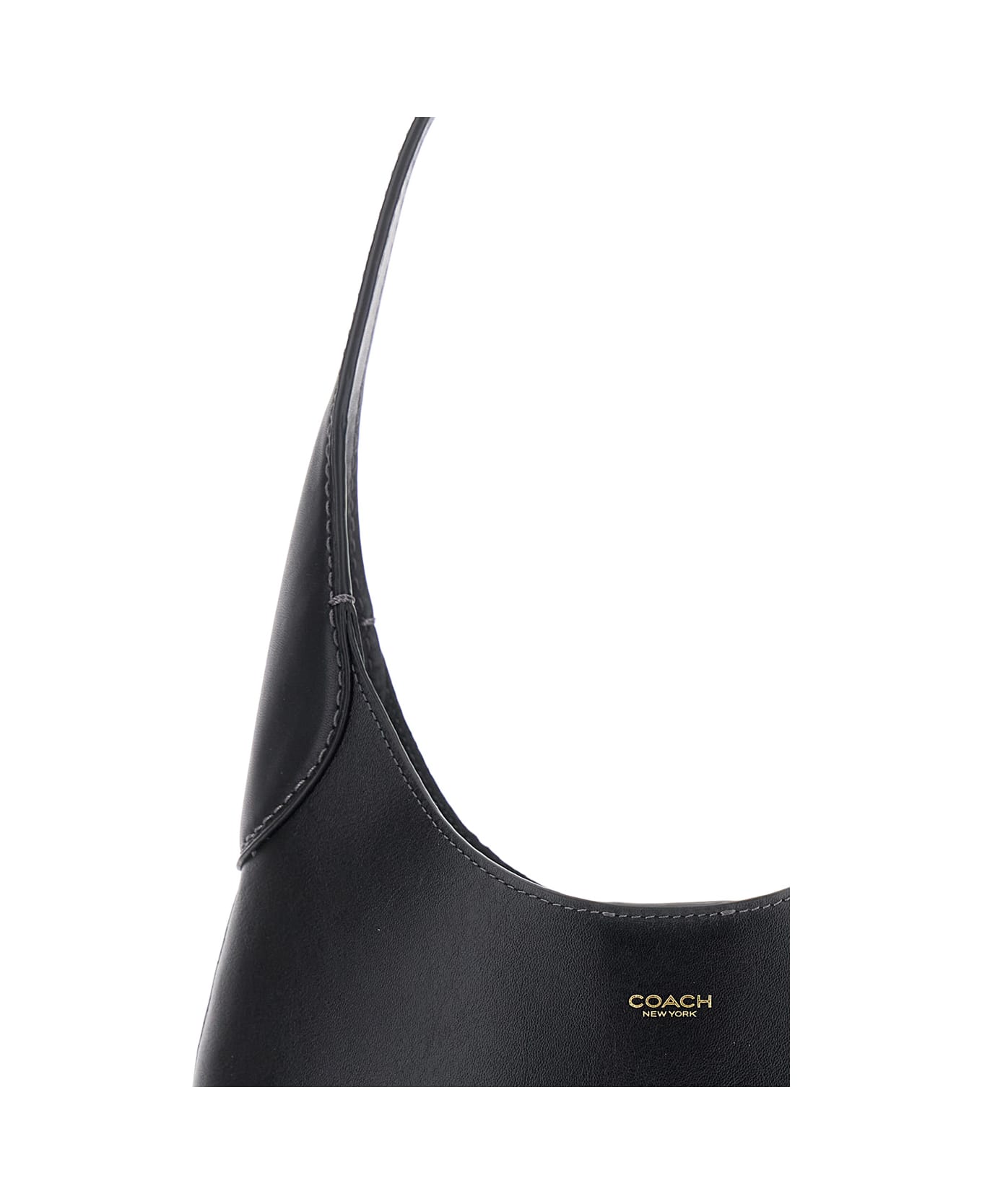 Coach 'brooklyn Small' Black Shoulder Bag With Logo Lettering On The Front In Leather Woman - Black