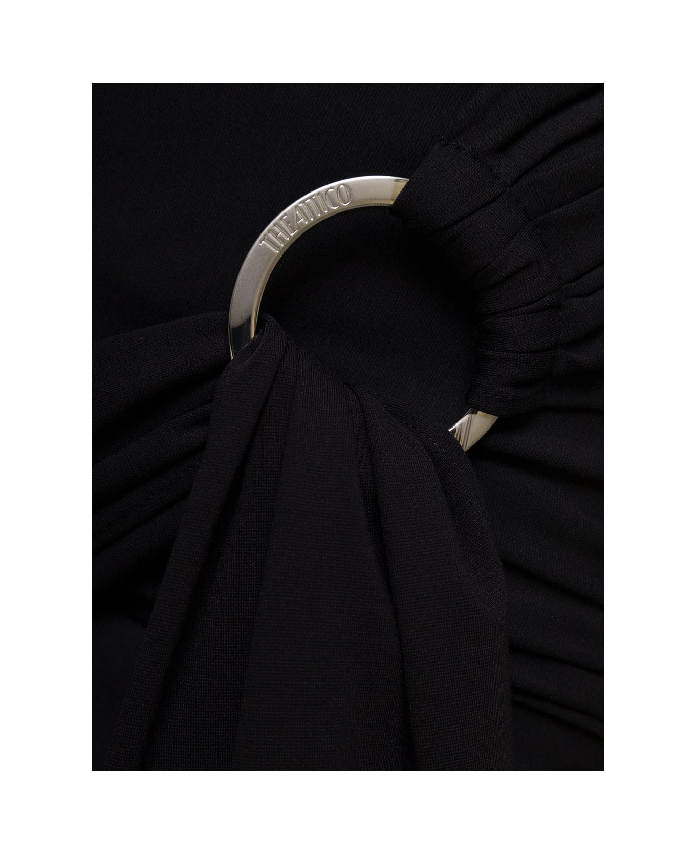 The Attico 'fran' Black Draped Miniskirt With Long Sash In Techno Jersey Woman The Attico - Black
