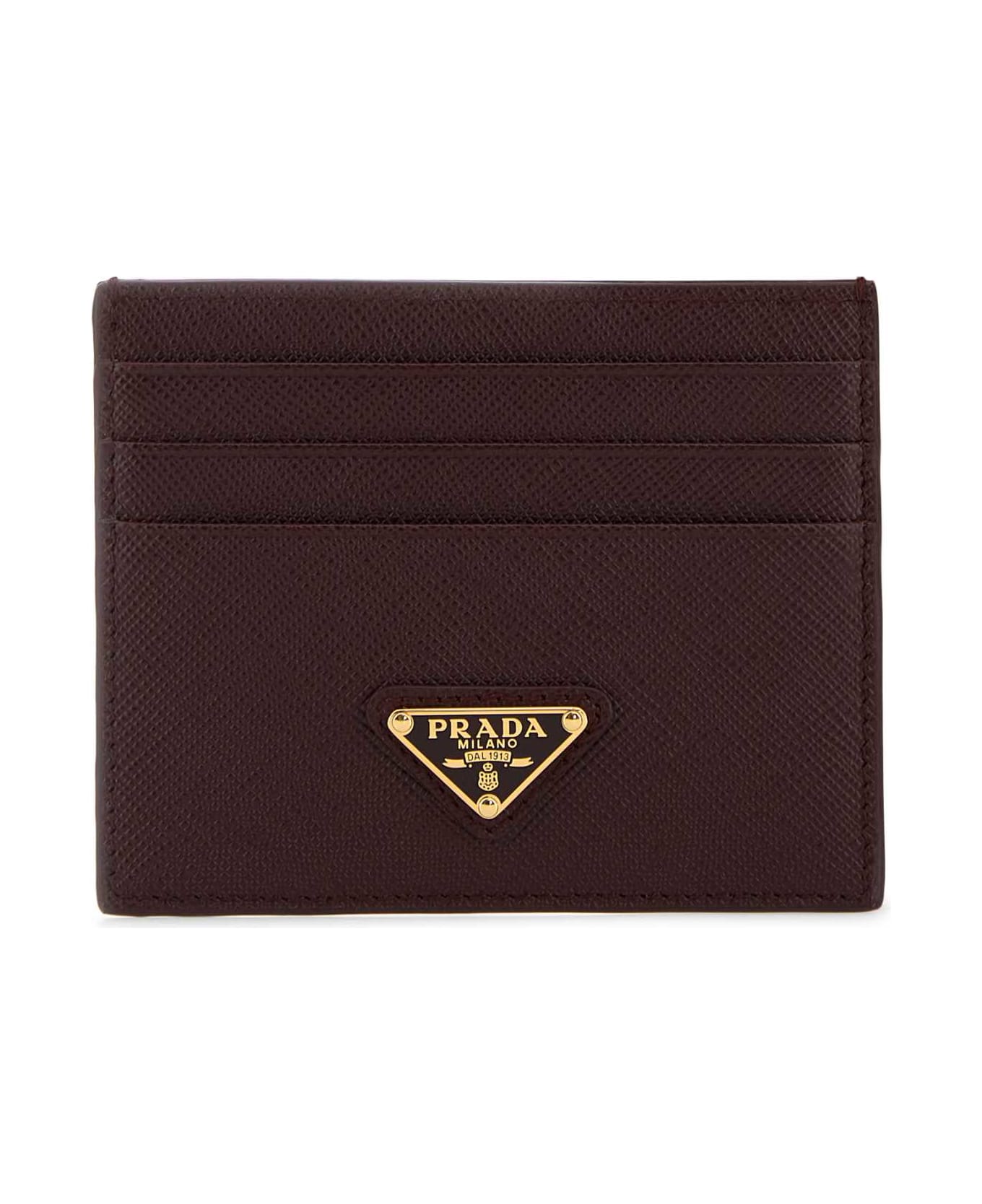 Prada Burgundy Leather Card Holder - BORDEAUX
