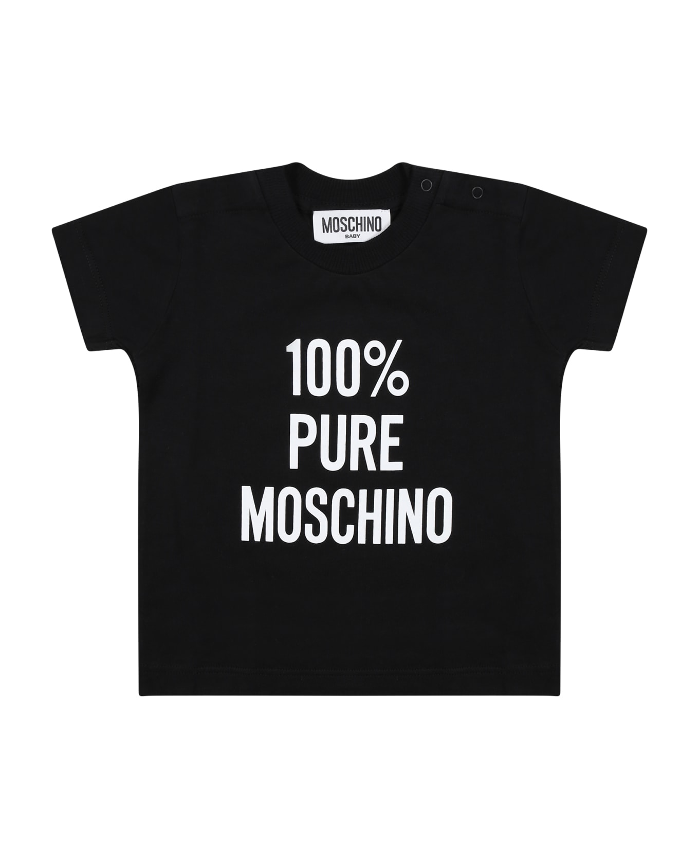 Moschino Black T-shirt For Babies With Print - Black