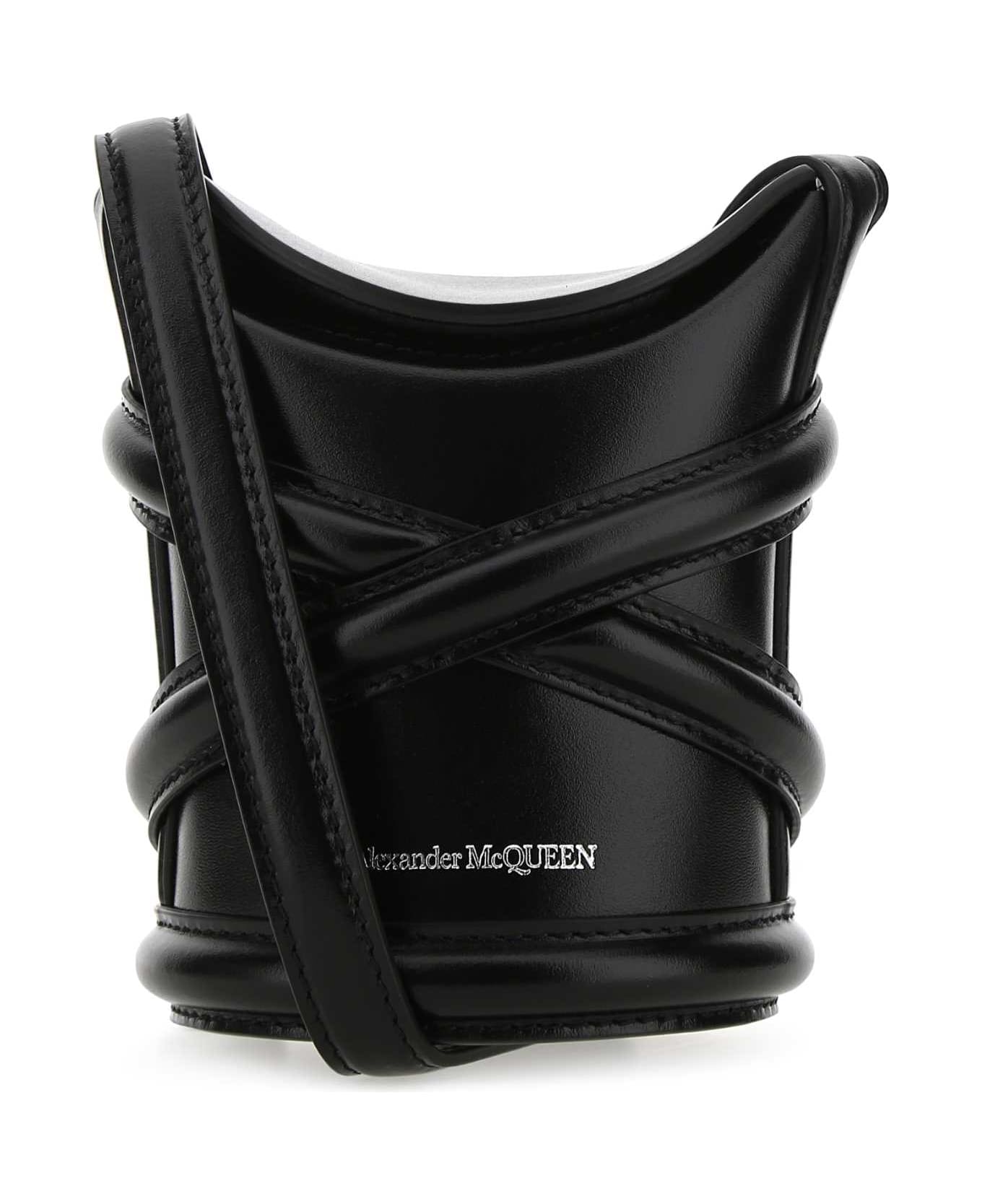 Alexander McQueen Black Leather Mini The Curve Bucket Bag - 1000