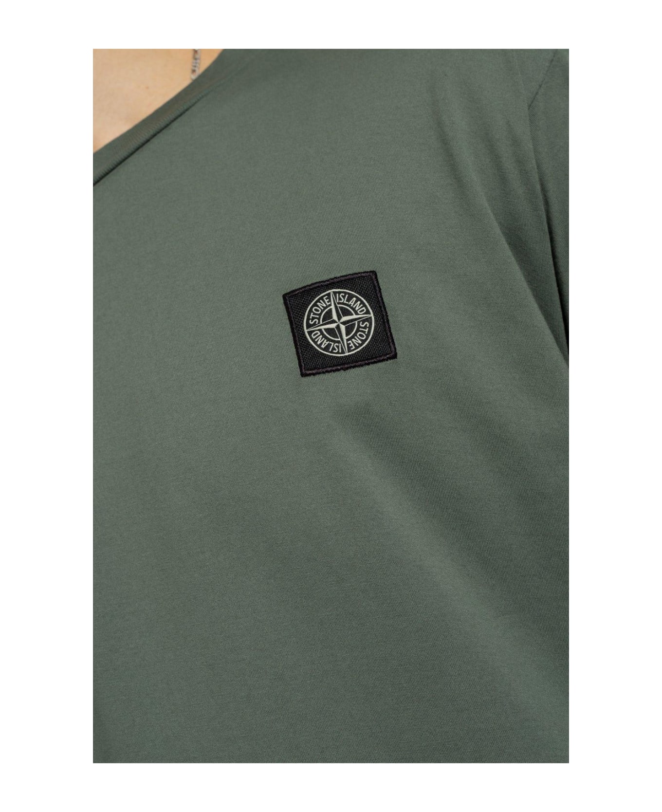Stone Island Logo Patch Crewneck T-shirt - Verde