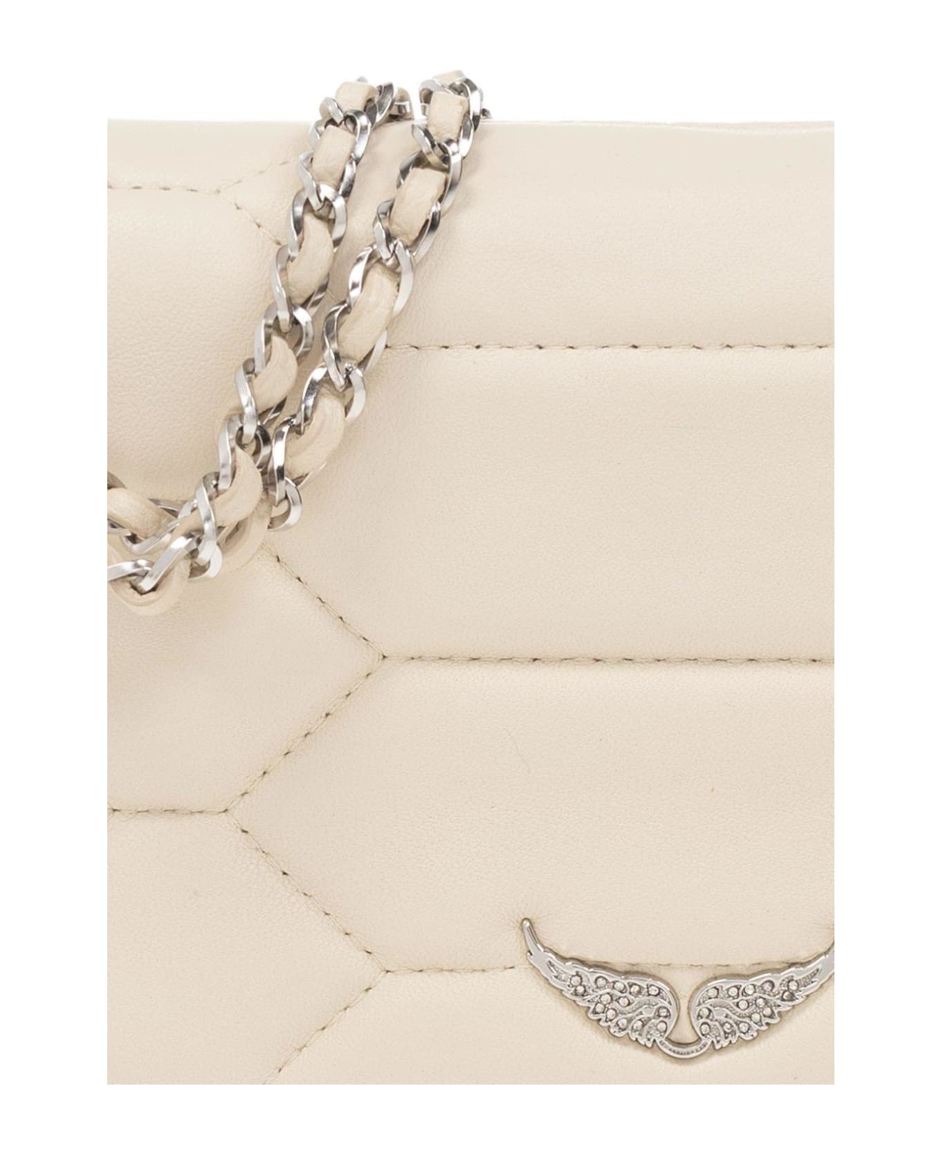Zadig & Voltaire Rock Xl Quilted Clutch Bag - Cream ショルダーバッグ