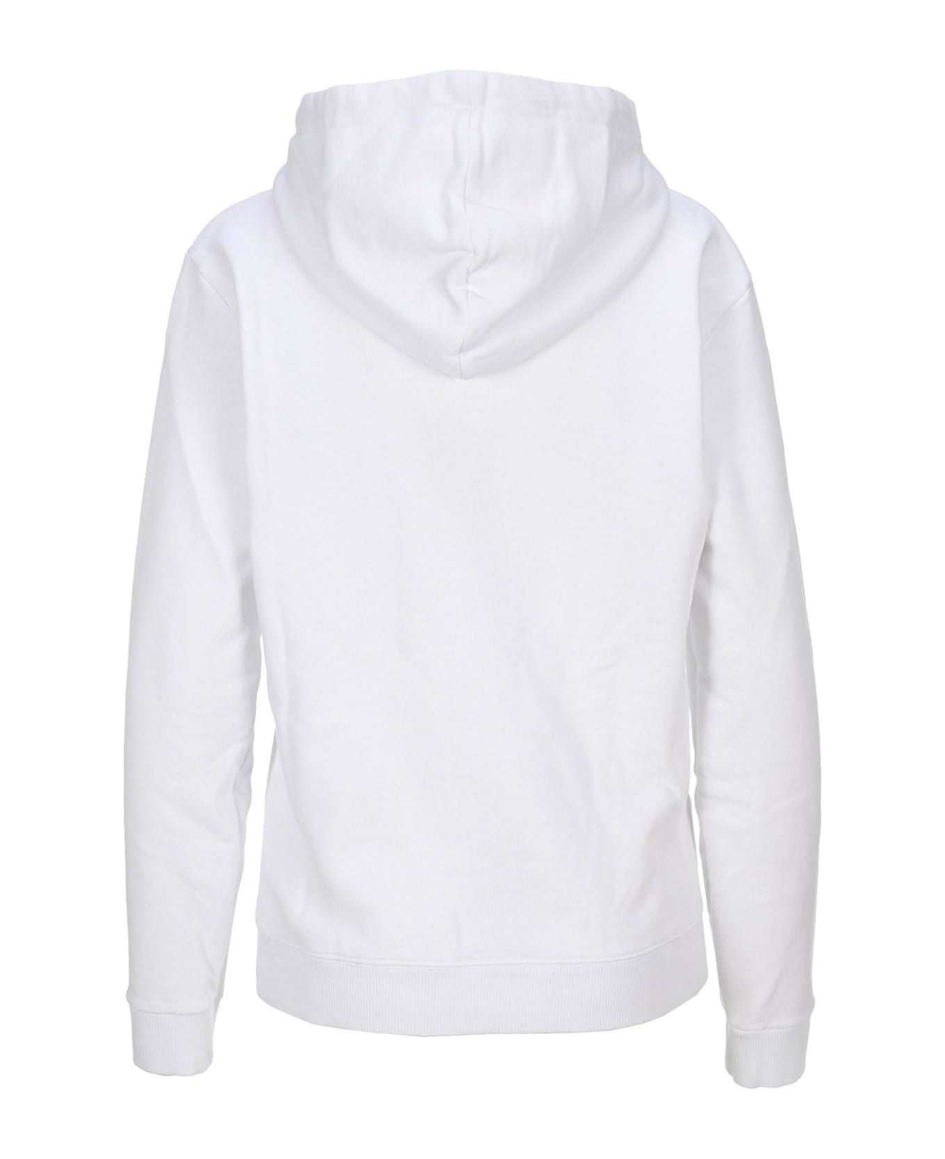 Saint Laurent Logo Embroidered Long-sleeved Hoodie - White