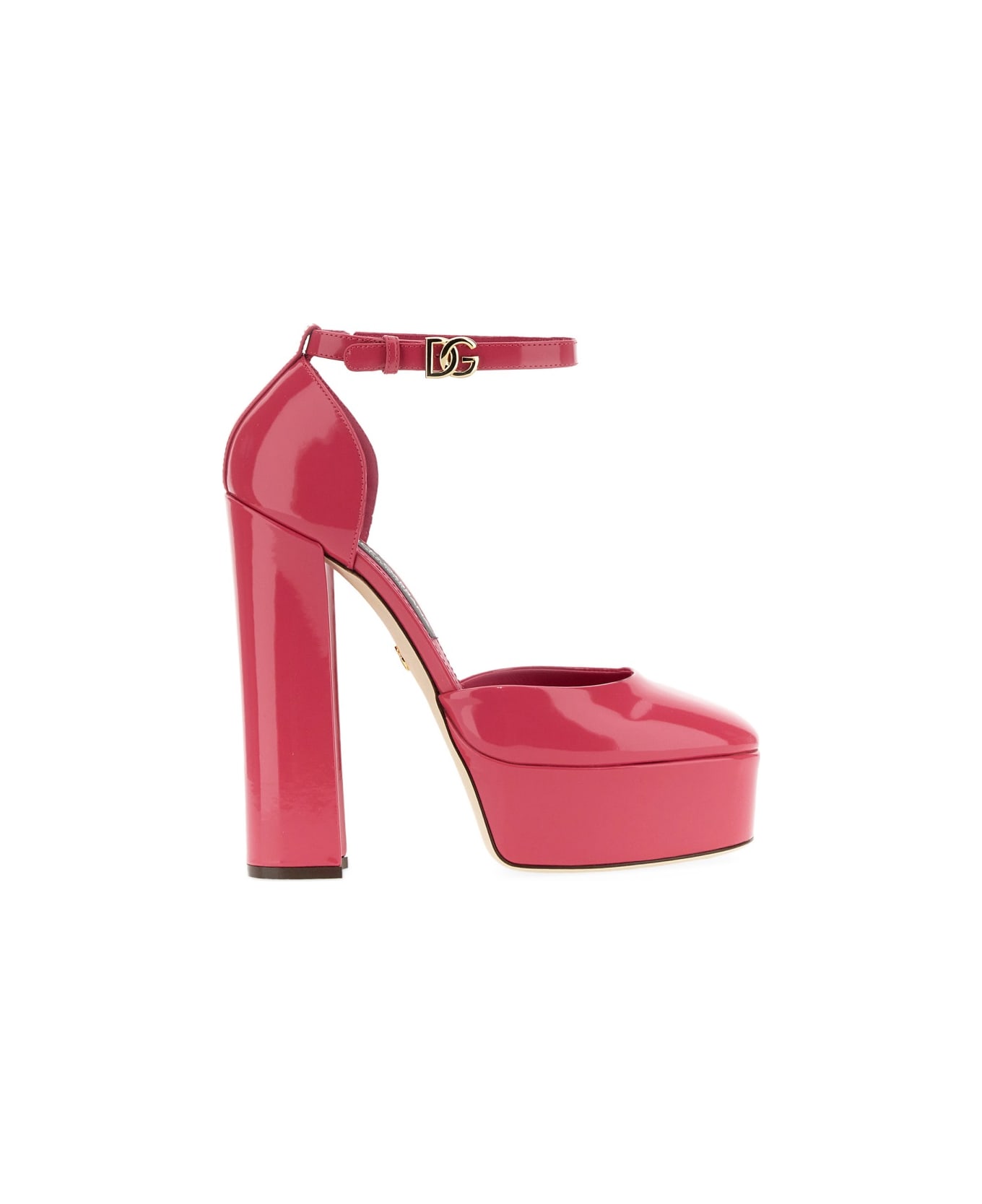 Dolce & Gabbana Glossy Leather Platform Pumps - PINK