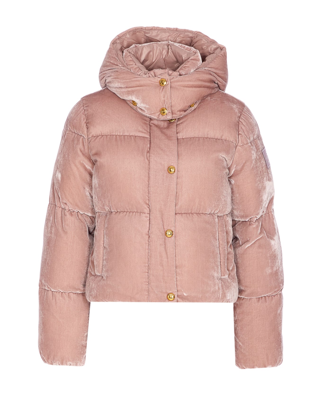 Elisabetta Franchi Velvet Down Jacket - Pink