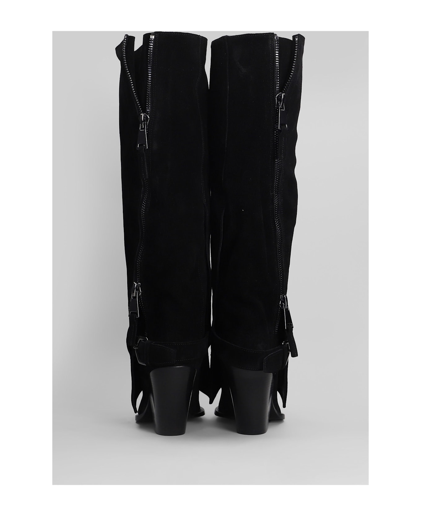 Elena Iachi Texan Boots In Black Suede - black