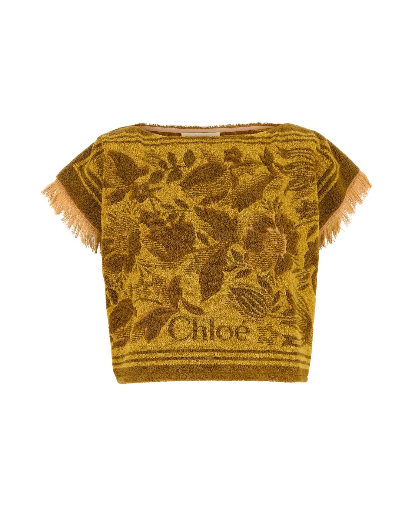 Chloé Embroidered Terry Fabric Top - ANISEGREEN