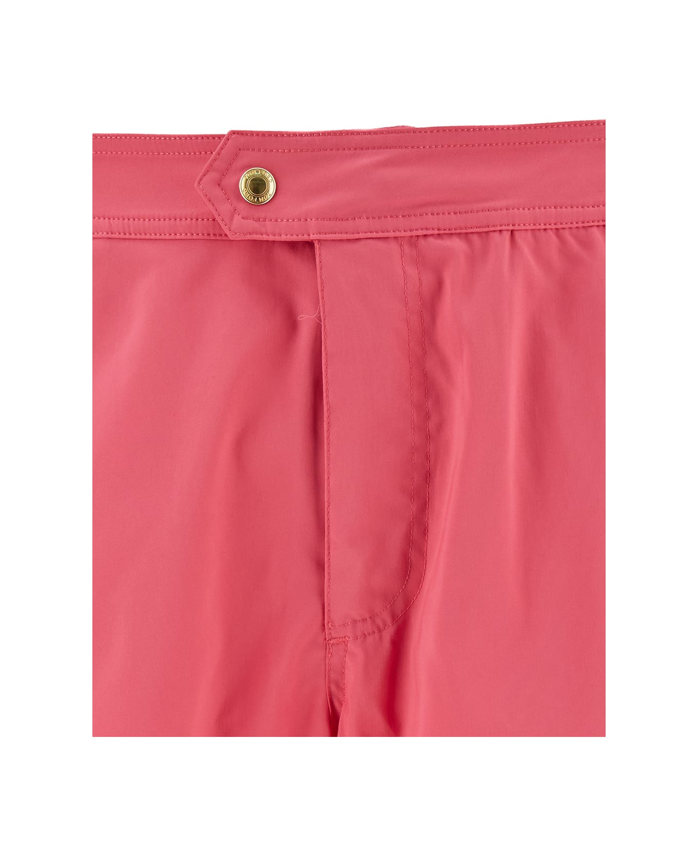 Tom Ford Salmon Pink Swim Shorts With Branded Button In Nylon Man - Fuxia
