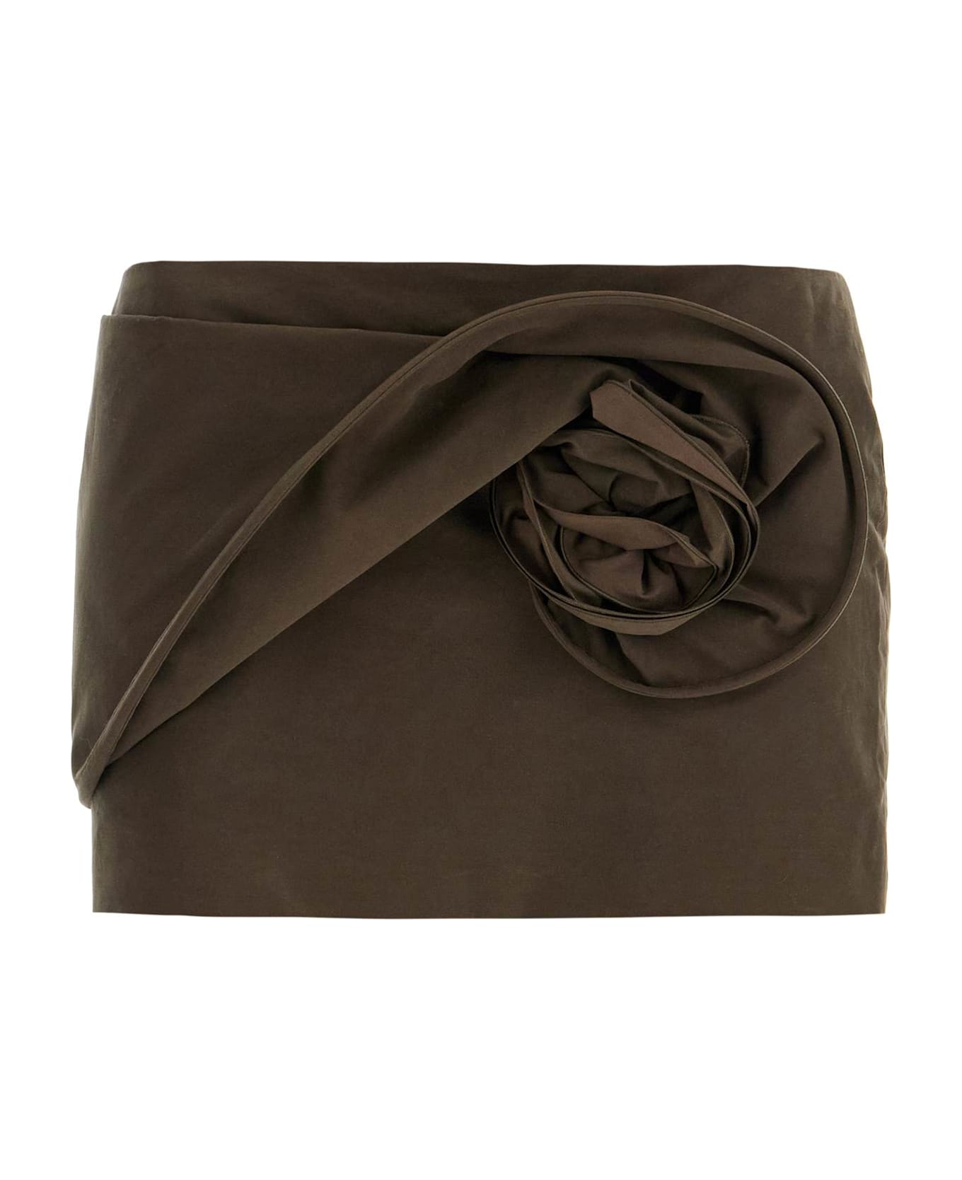 Magda Butrym Floral Applique Mini Skirt - BROWN (Khaki)