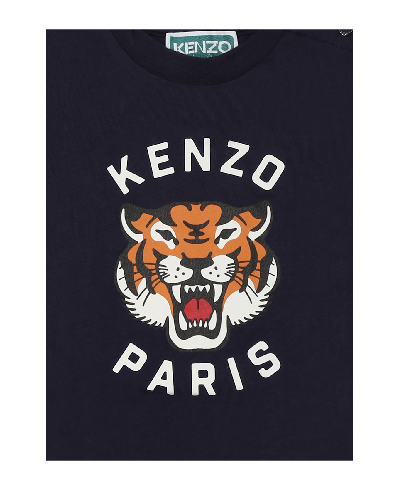 Kenzo Kids Blue T-shirt For Baby Boy With Lucky Tiger - Blue