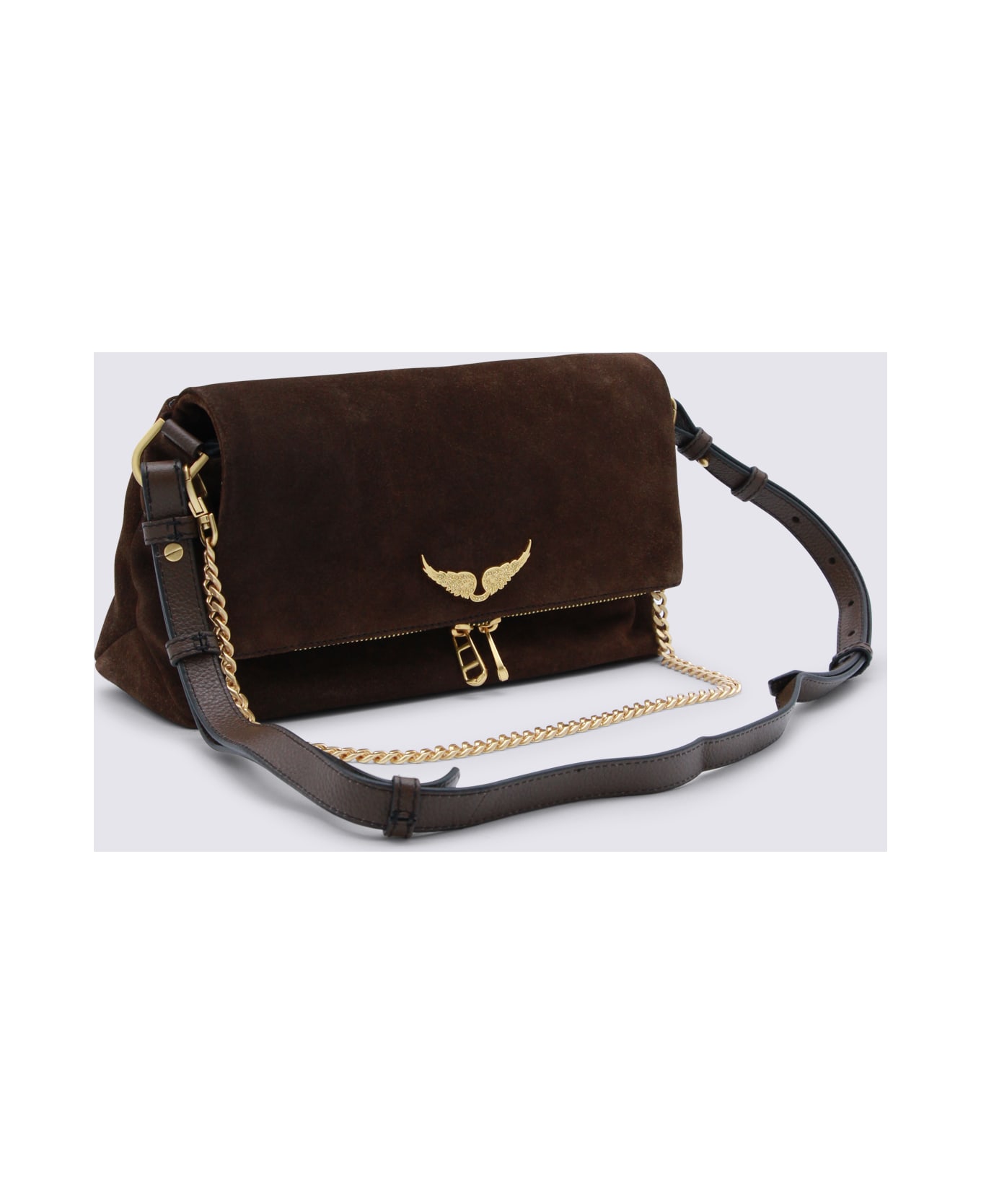 Zadig & Voltaire Wood Leather Rock Ii Suede Shoulder Bag - Brown