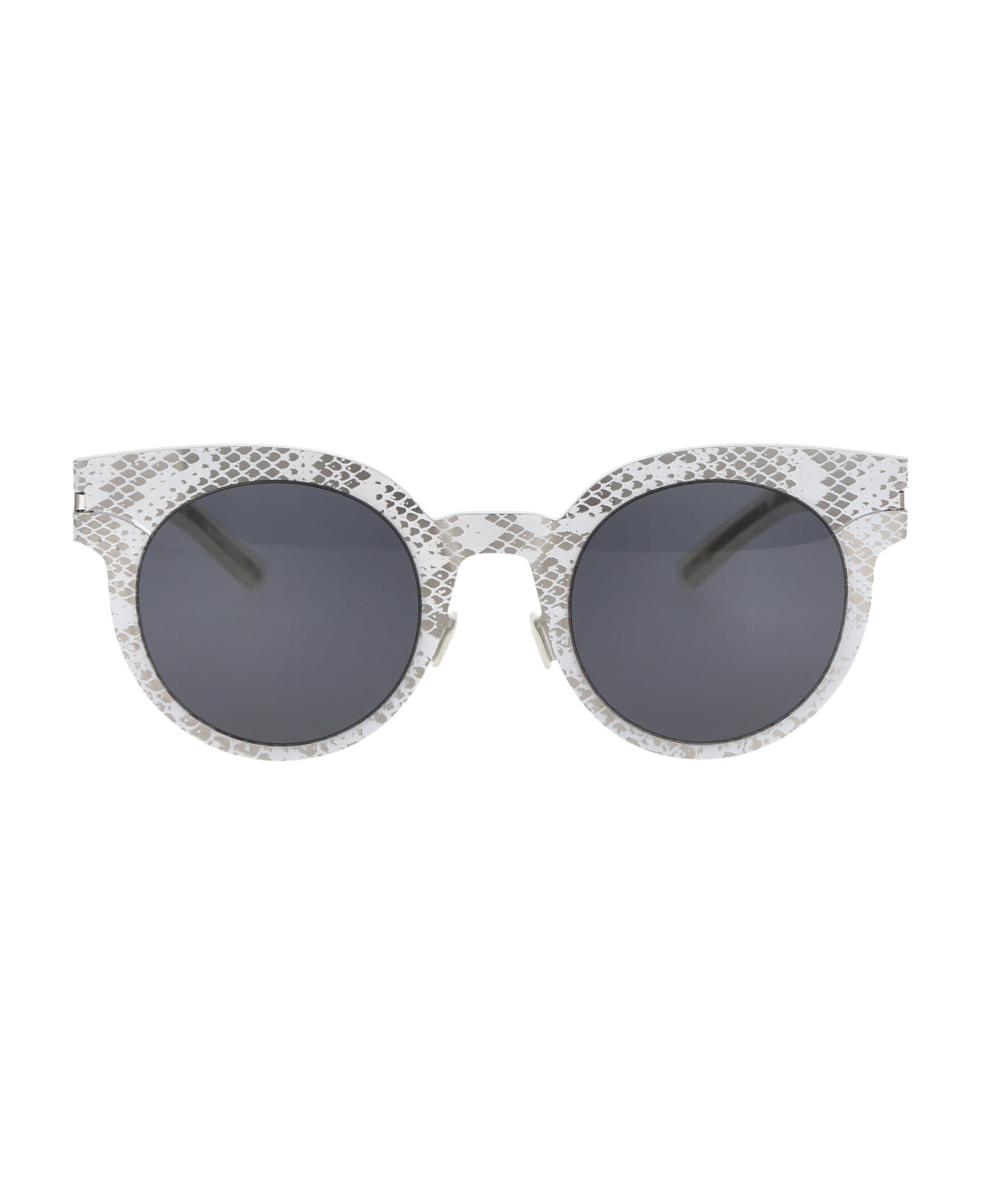 Mykita Mmtransfer001 Sunglasses - 241 Silver White Python Dark Grey Solid