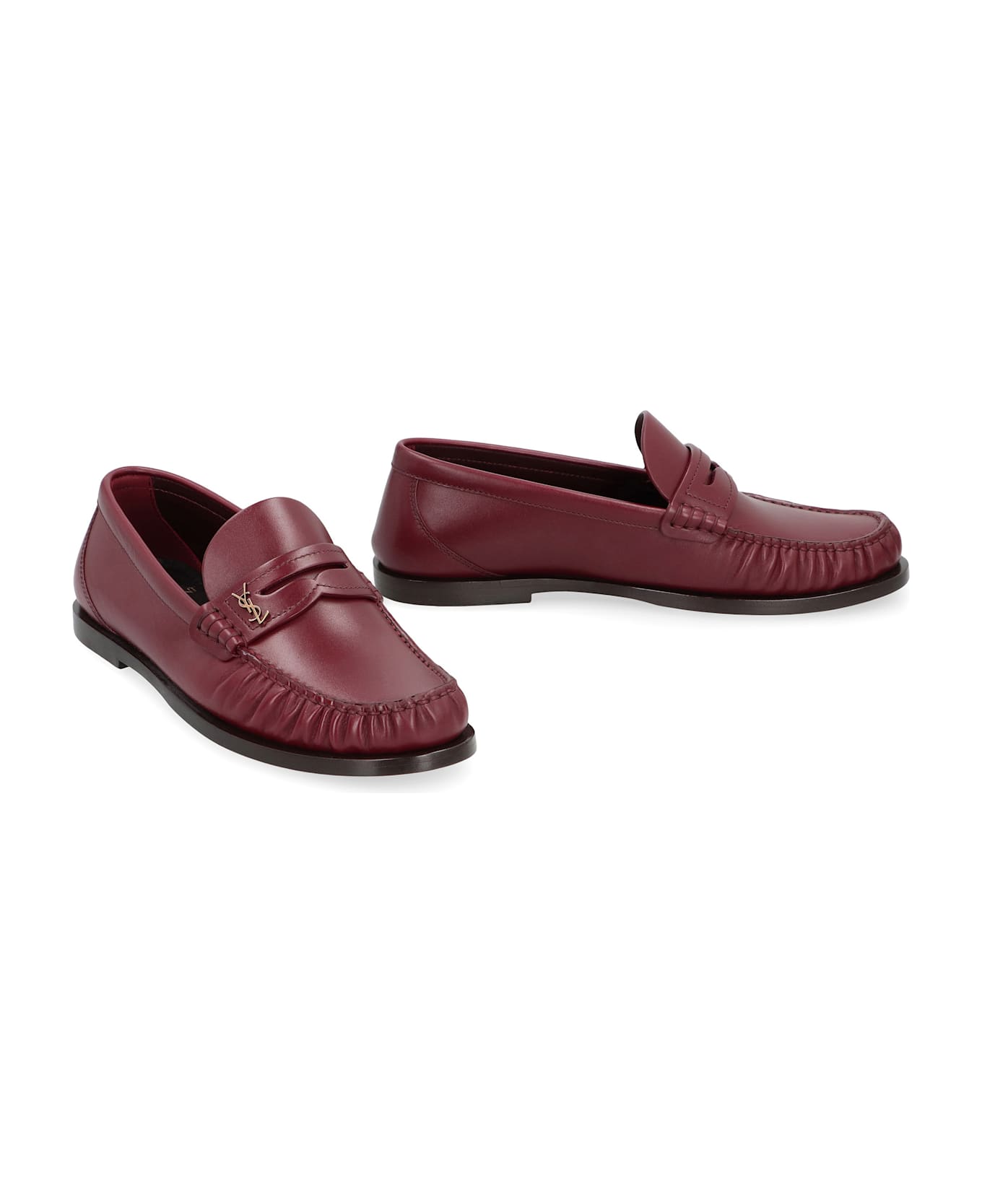 Saint Laurent Laurent Leather Loafers - Burgundy