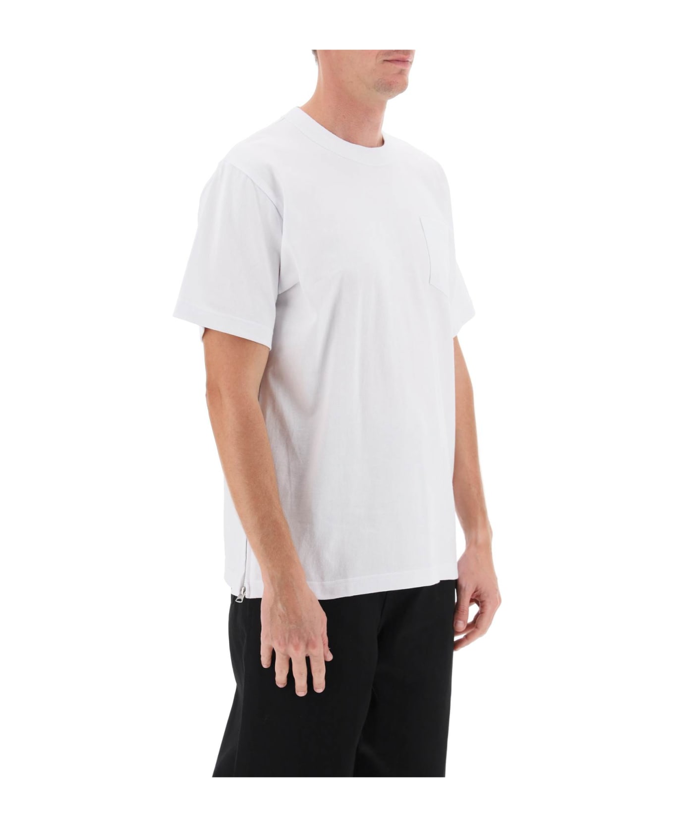 Sacai Side Zip T-shirt - WHITE