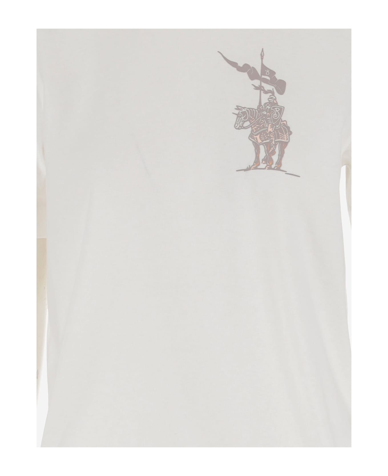 Burberry Ekd Cotton T-shirt With Logo - Bianco