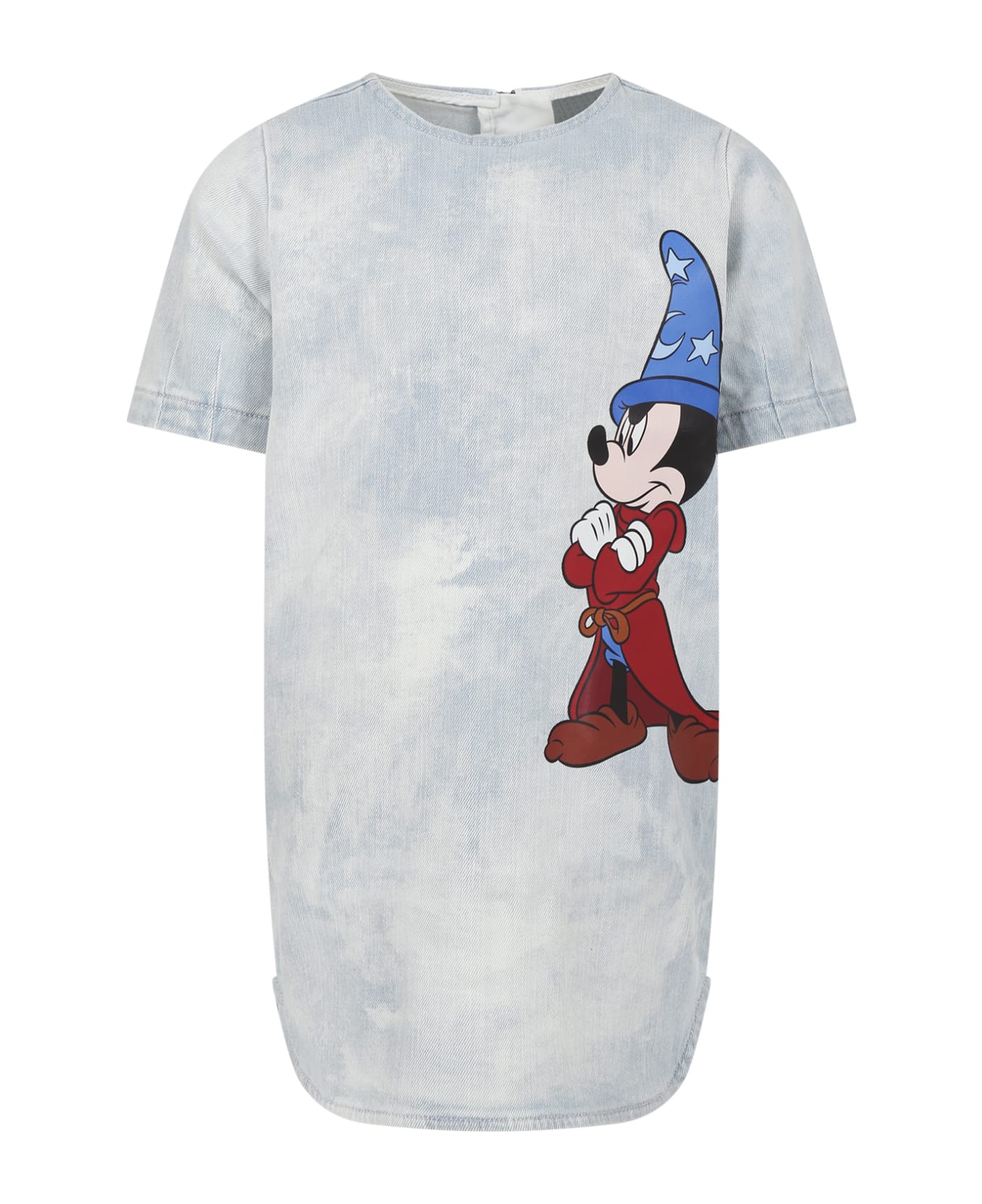 Stella McCartney Kids Light Blue Dress For Girl With Mickey Mouse - White