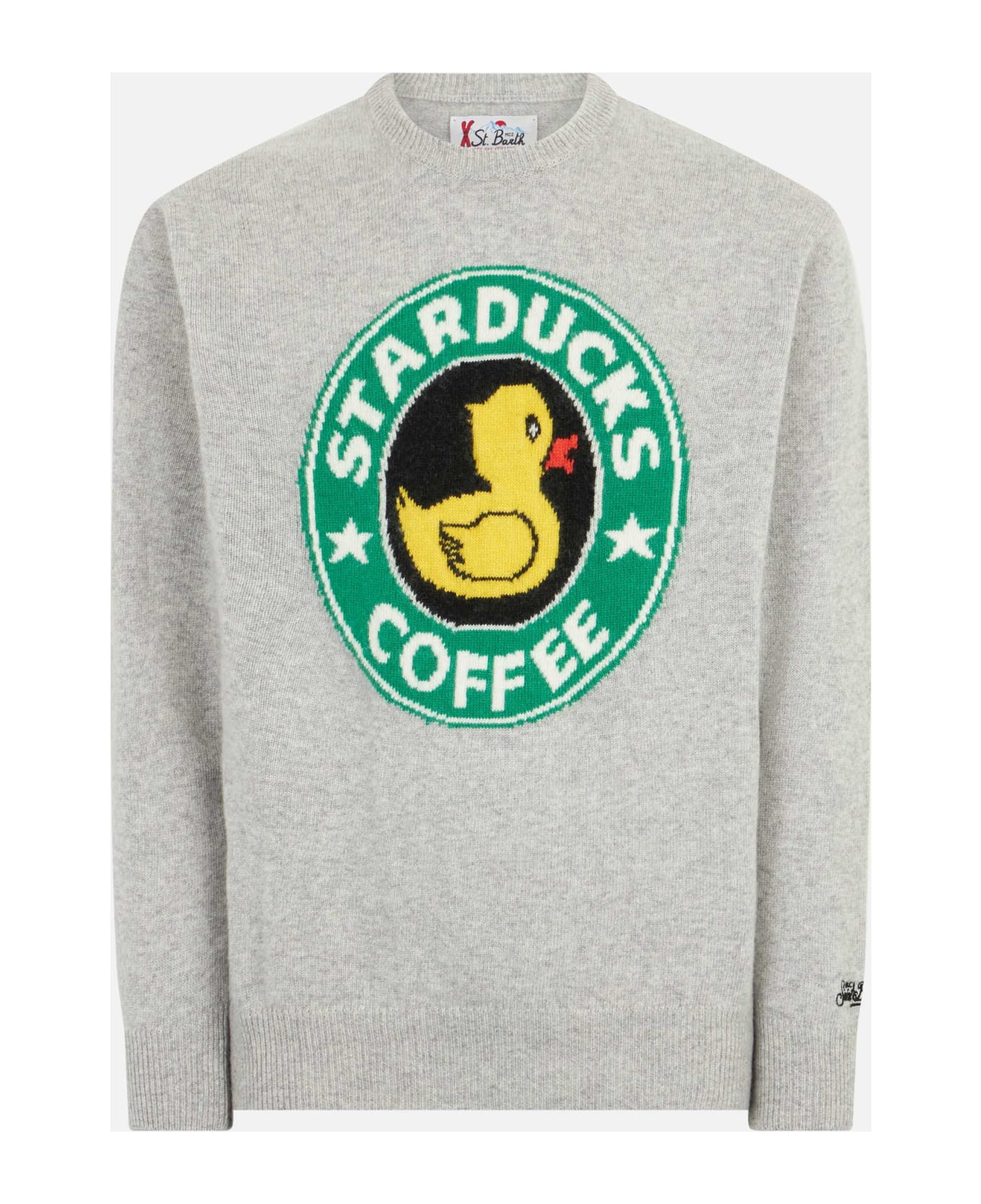 MC2 Saint Barth Man Sweater With Starducks Coffee Print - GREY