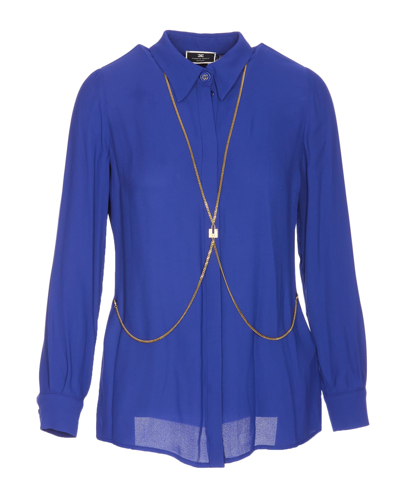 Elisabetta Franchi Shirt With Chain Detail - Blue ブラウス