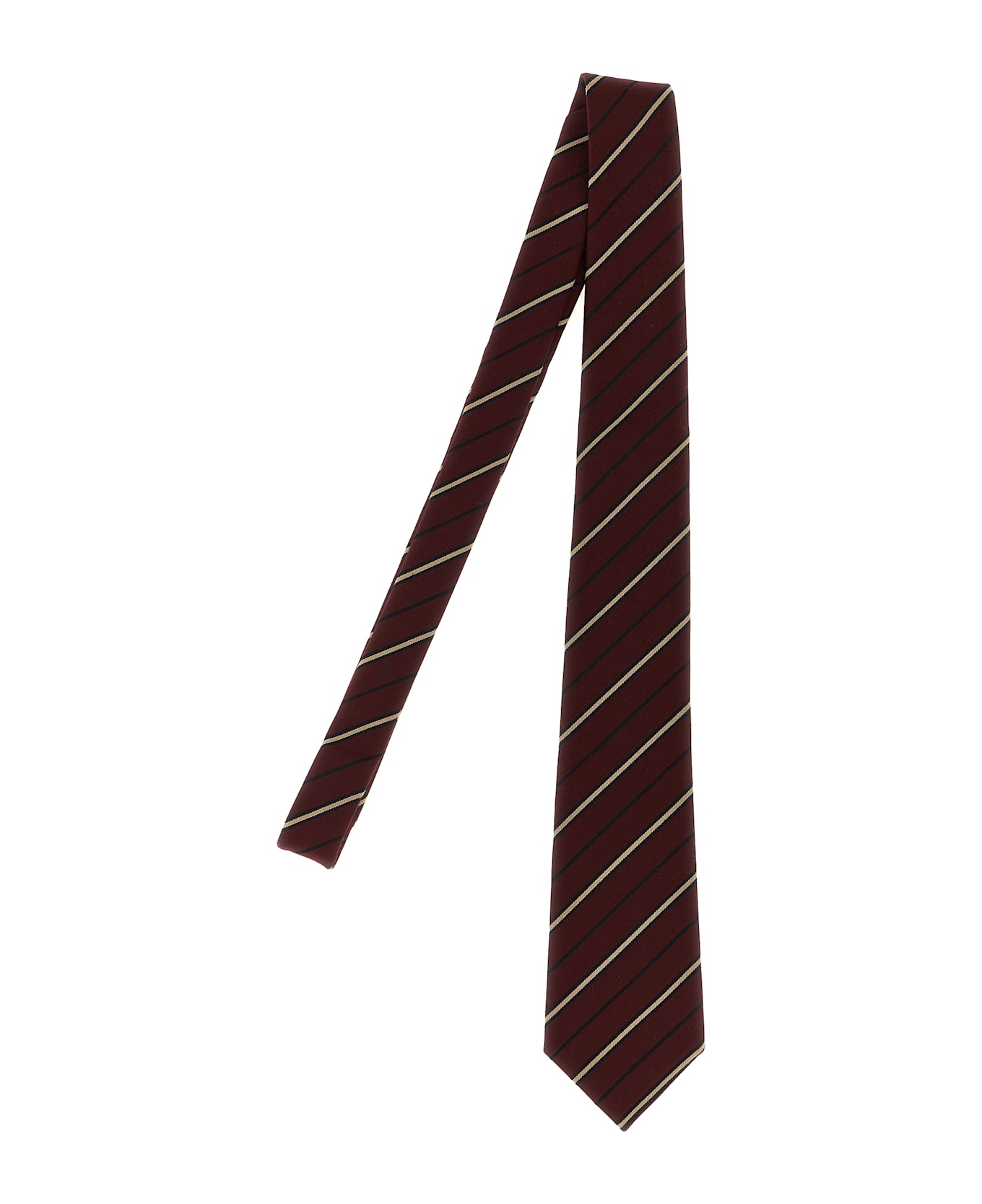 Saint Laurent Striped Tie - Bordeaux