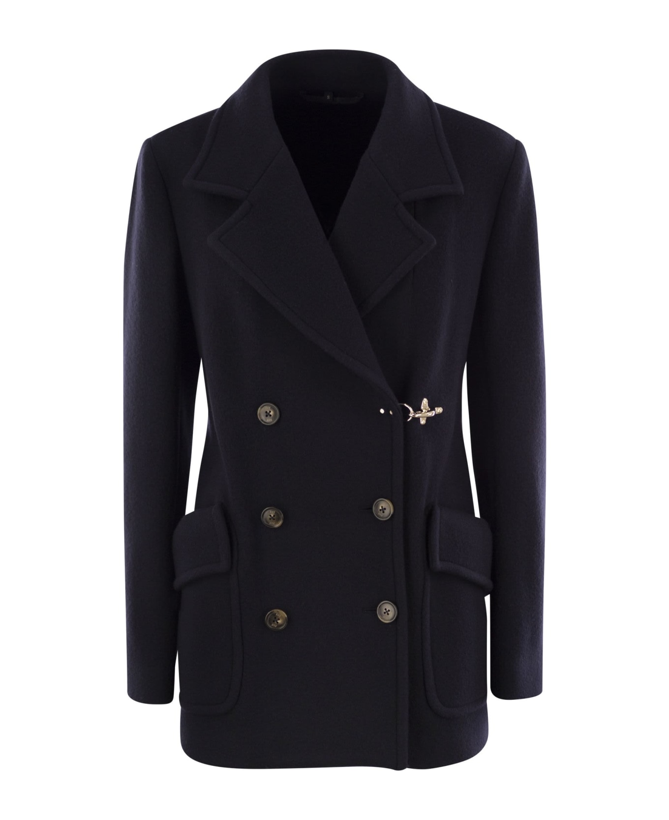 Fay Wool And Cashmere Peacoat - Blue