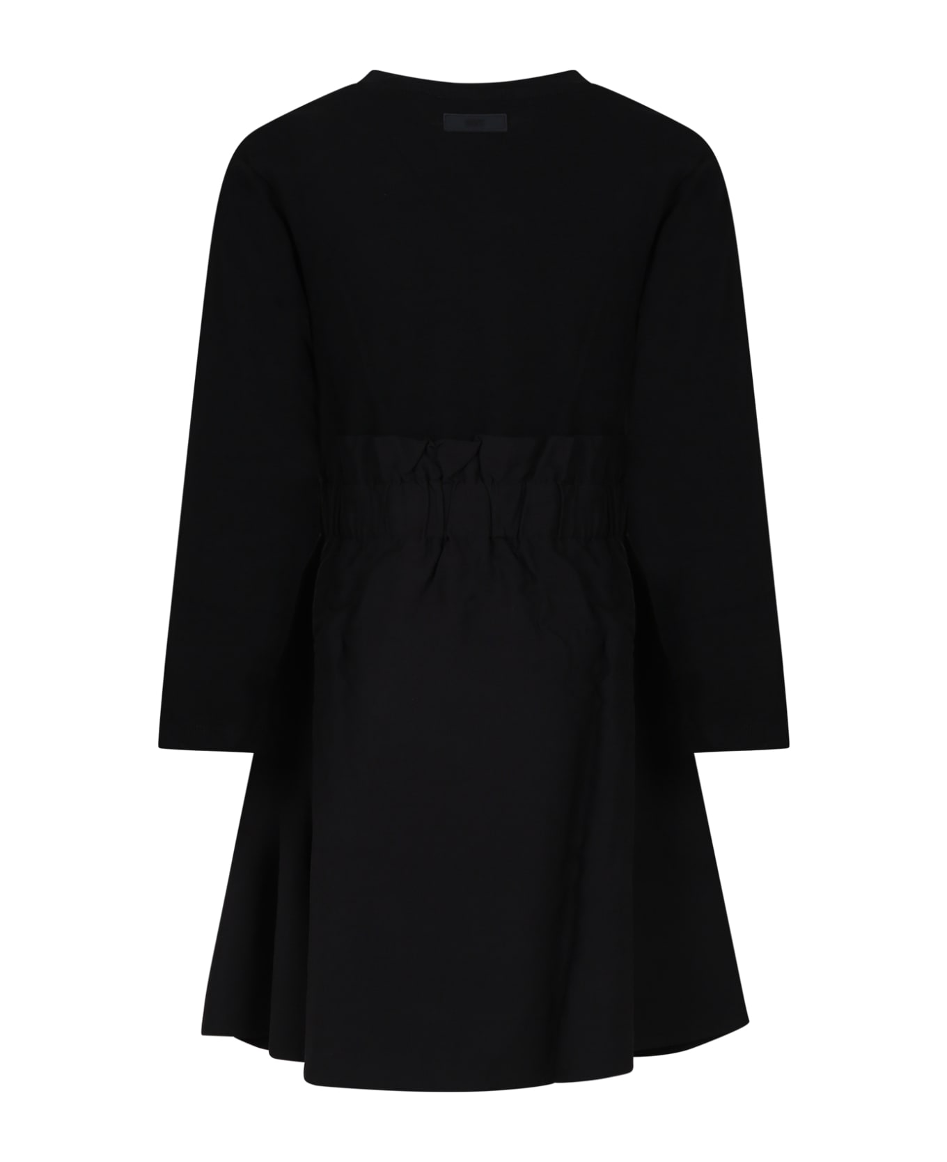 DKNY Black Dress For Girl With Logo - B Nero ワンピース＆ドレス
