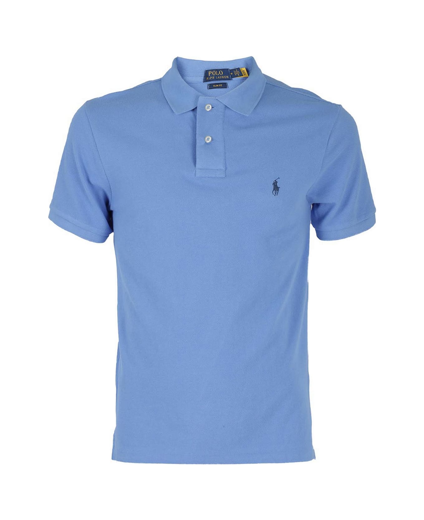 Polo Ralph Lauren Light Blue And Blue Slim-fit Pique Polo Shirt - Blue