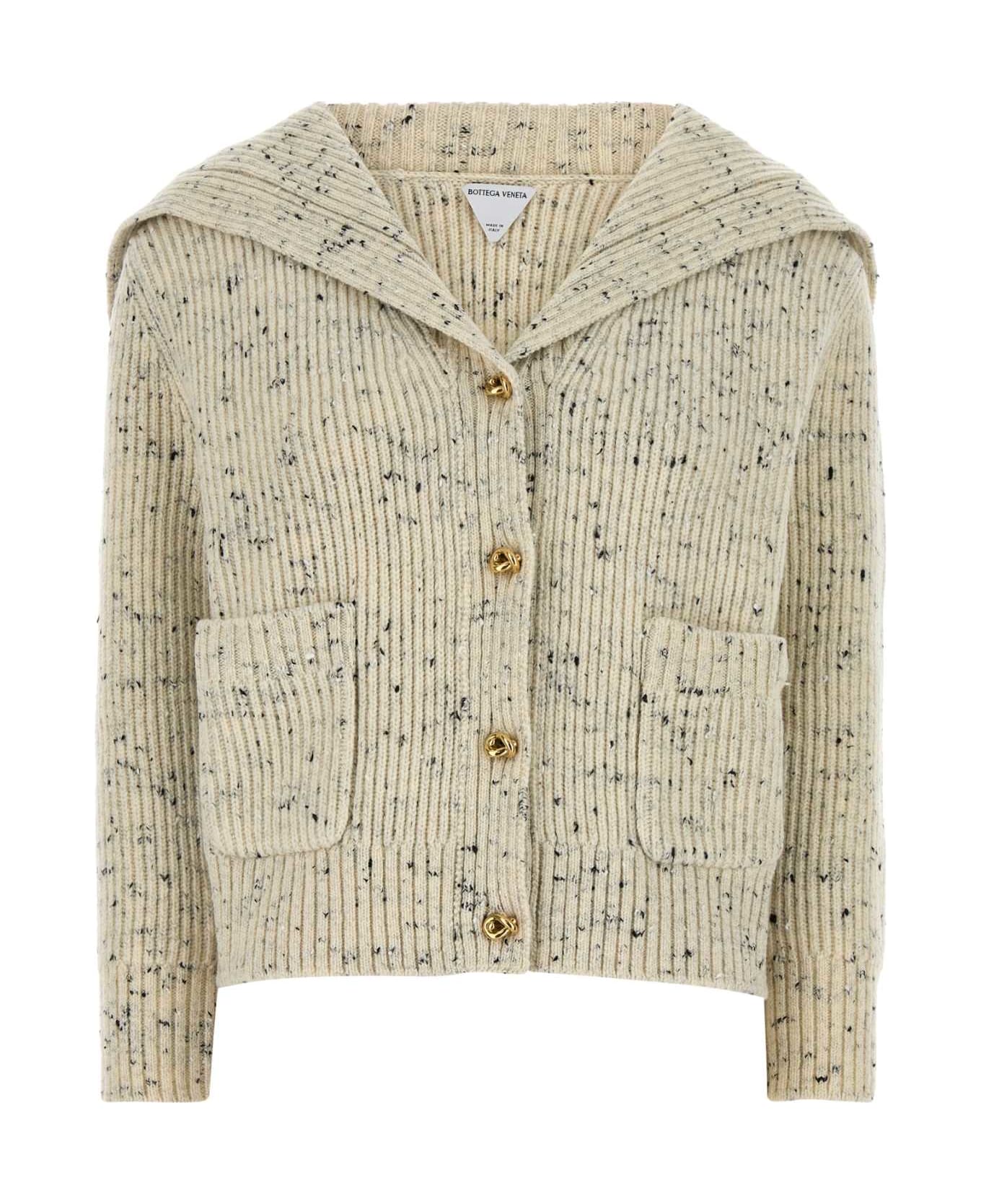 Bottega Veneta Two-tone Wool Blend Cardigan - DOVE