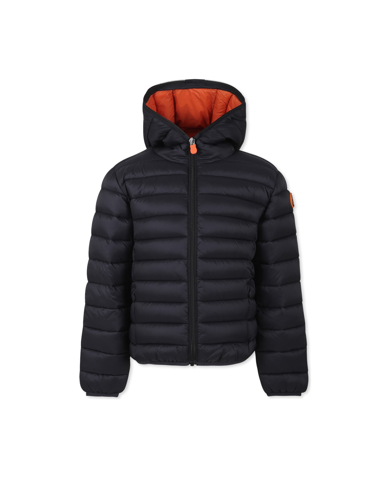 Save the Duck Black Down Jacket For Boy With Logo - Black