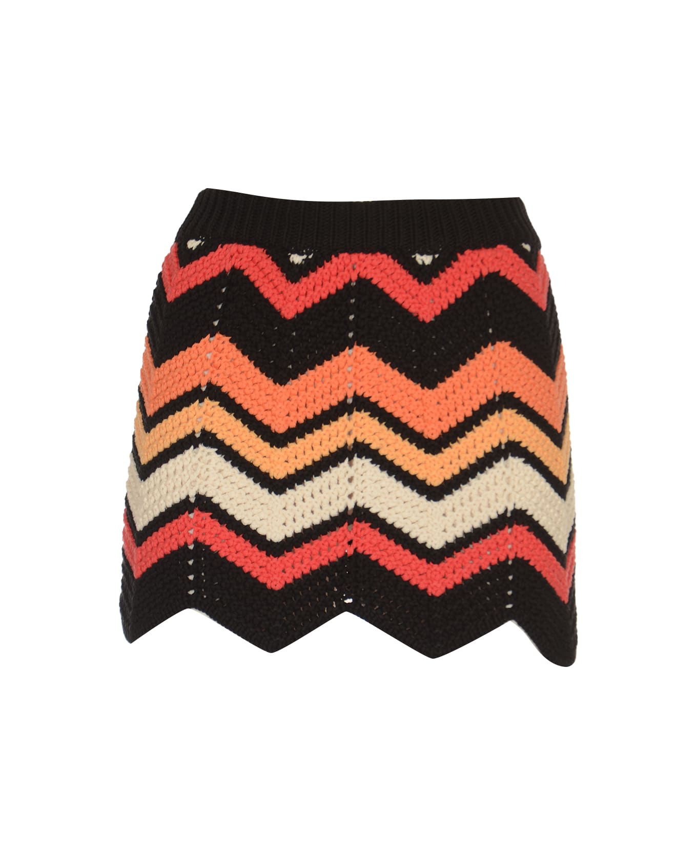 Alanui Cotton Blend Miniskirt - Black/Multicolor