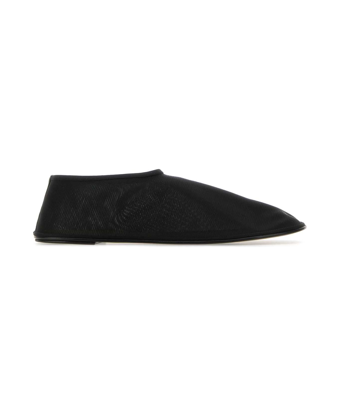 The Row Black Nylon Socks Slip Ons - Black フラットシューズ