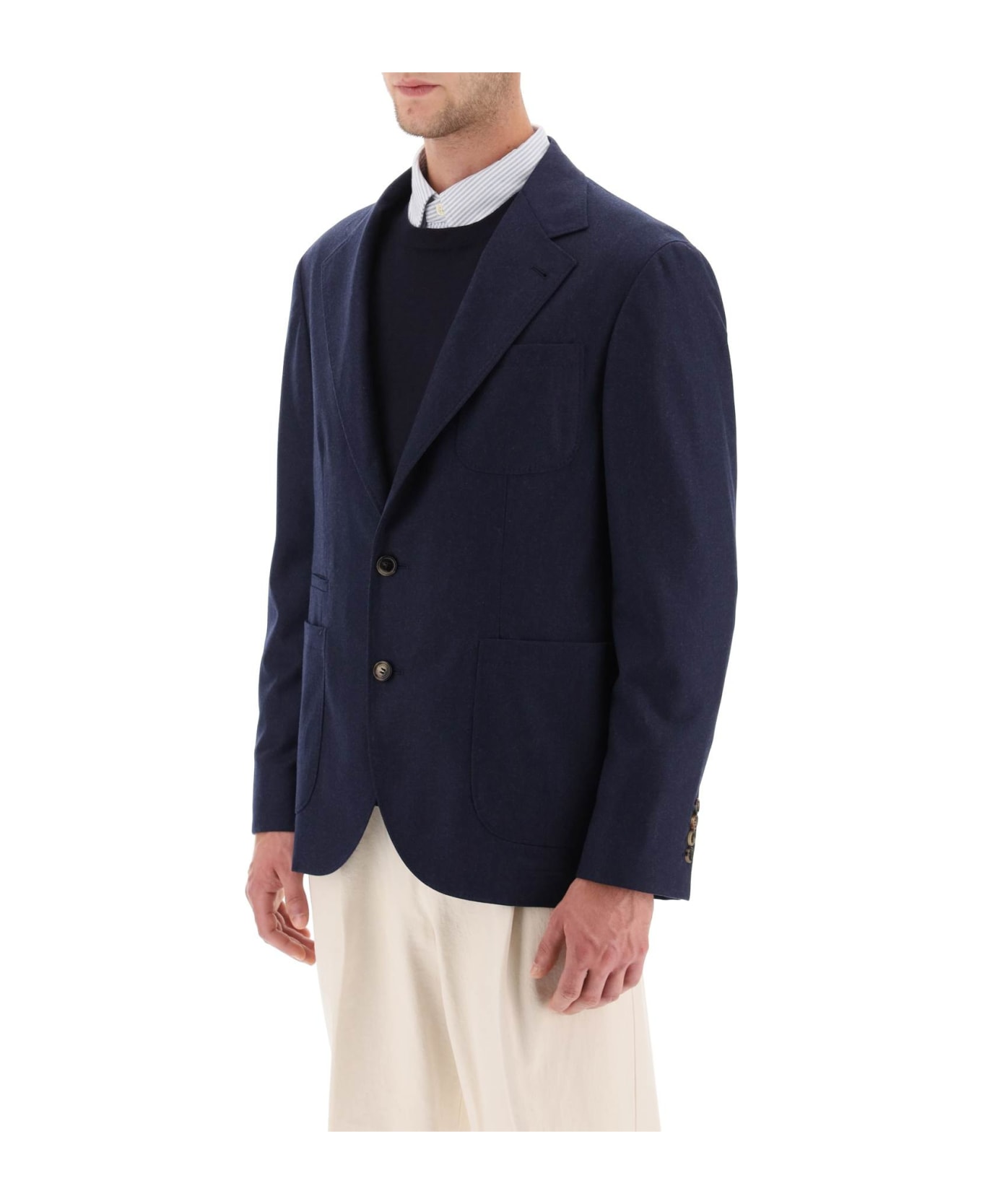 Brunello Cucinelli Single Breast Blazer Jacket - Marine Blue