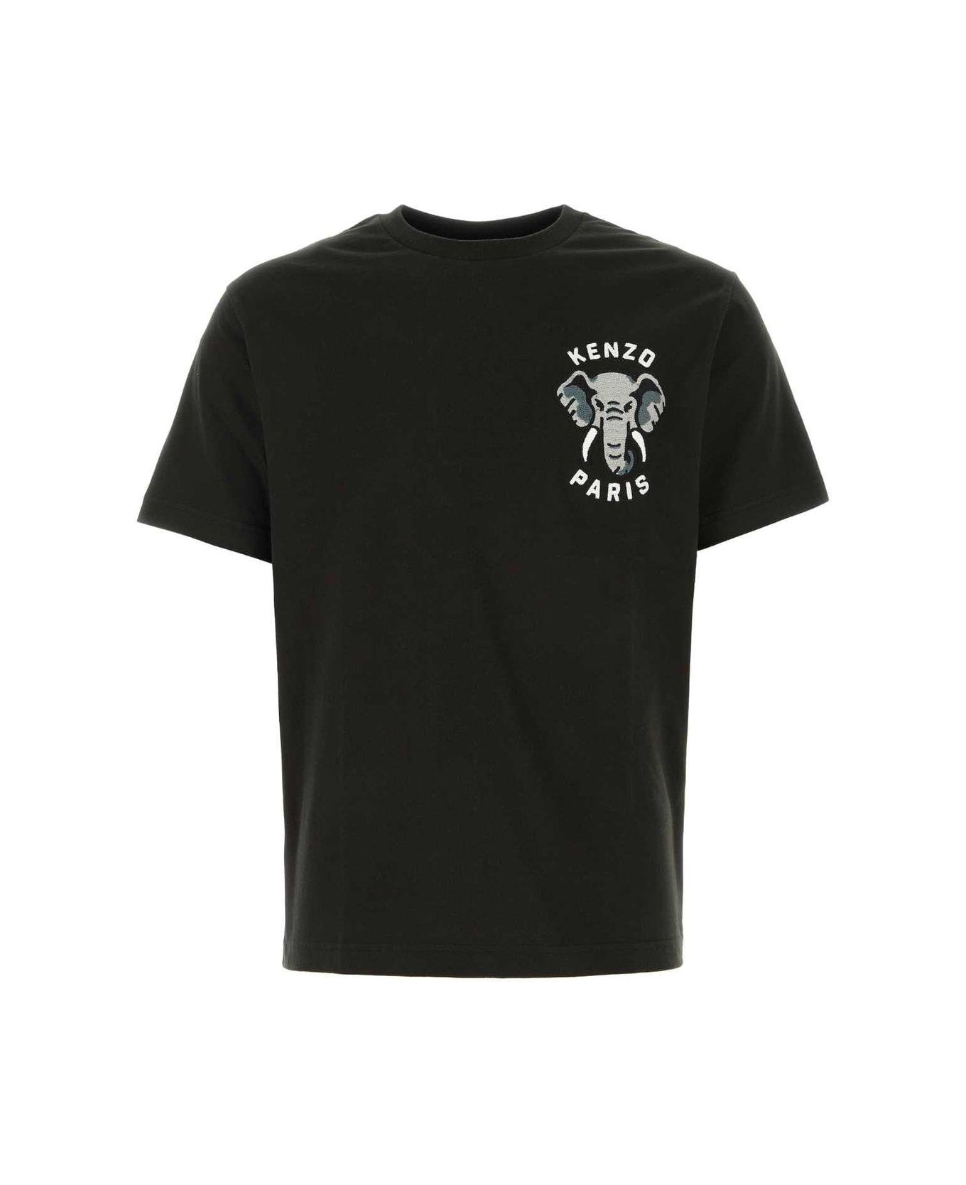 Kenzo Elephant Printed Crewneck T-shirt - BLACK