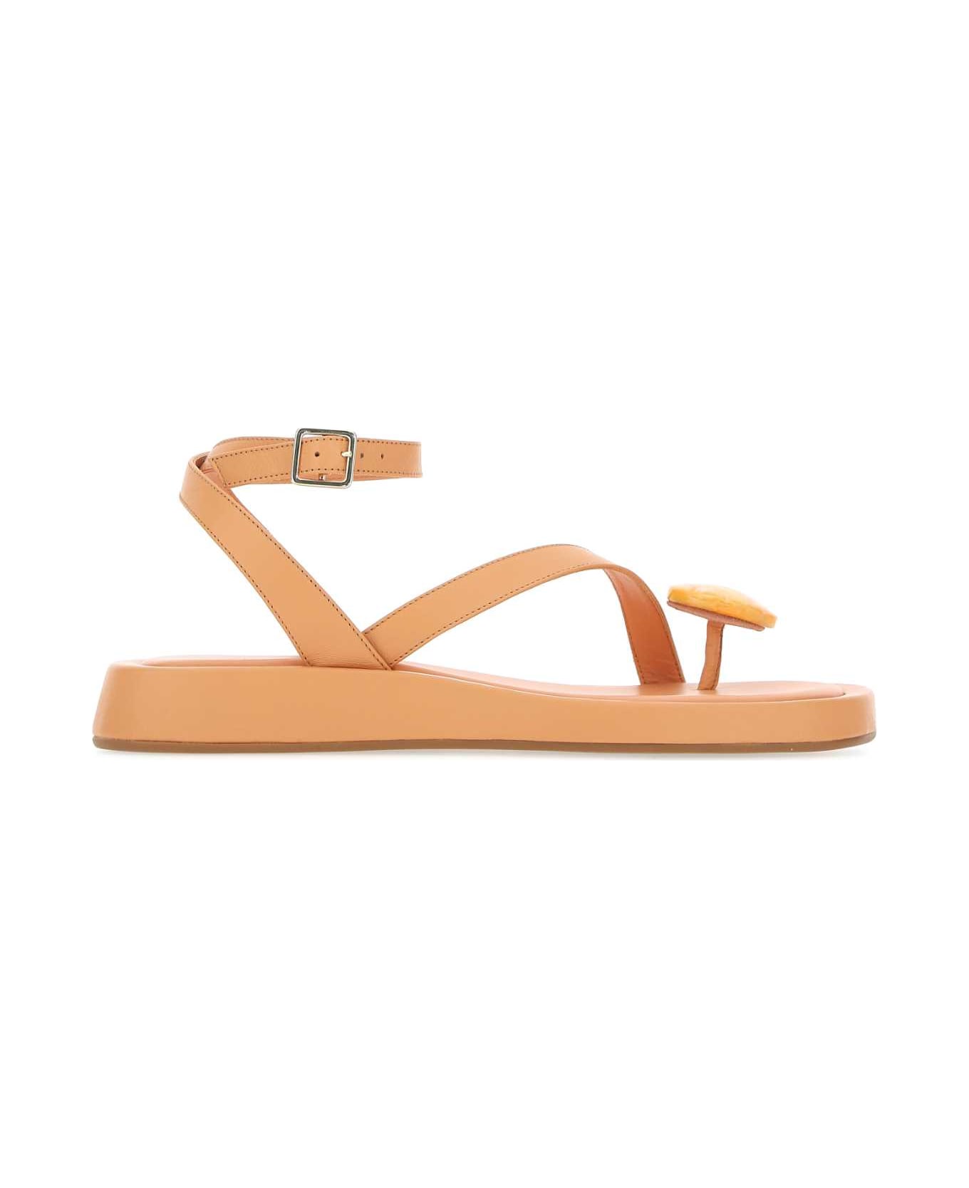 GIA BORGHINI Peach Leather Rosie 18 Thong Sandals - 1500
