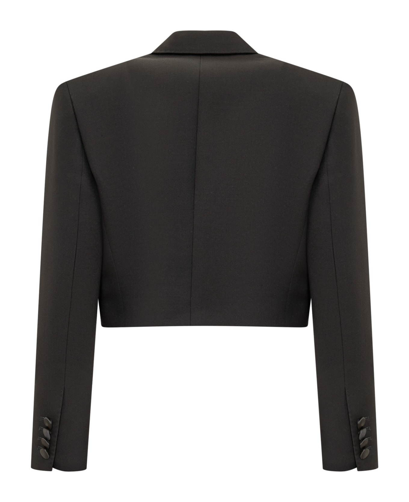 Dolce & Gabbana Cropped Jacket With Satin Revers - NERO