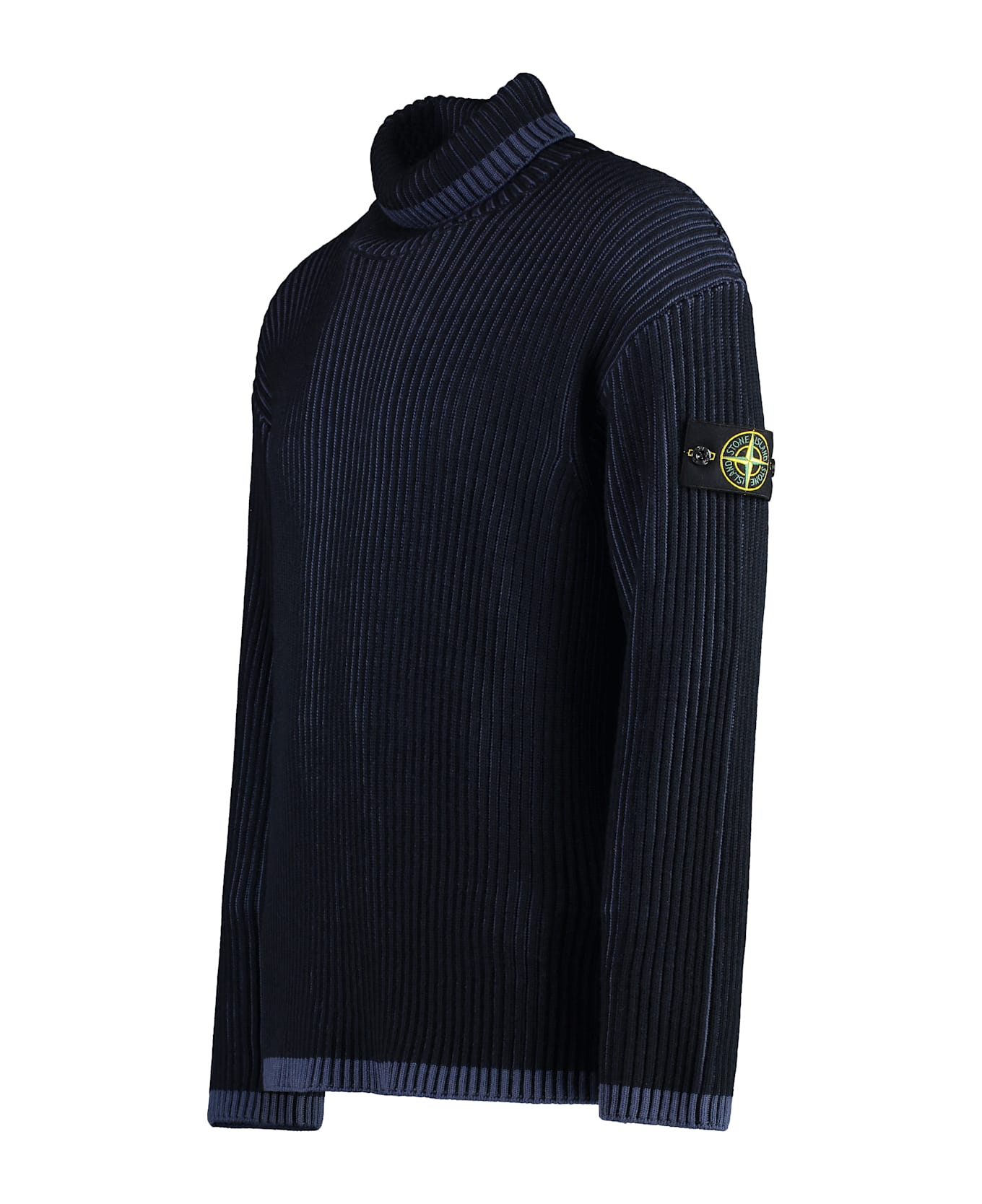 Stone Island Virgin Wool Turtleneck Sweater - blue