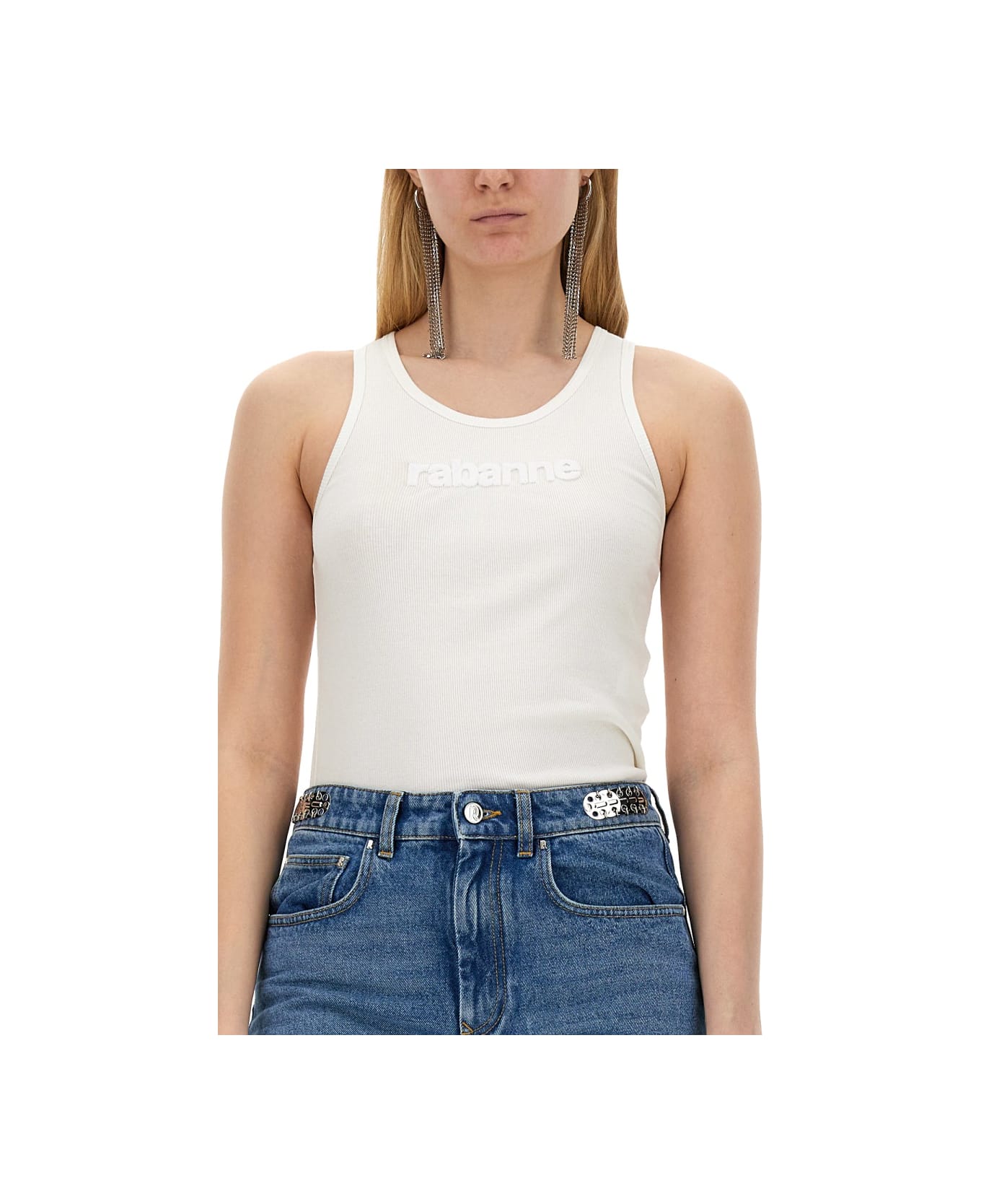 Paco Rabanne Tops With Logo - White Tシャツ