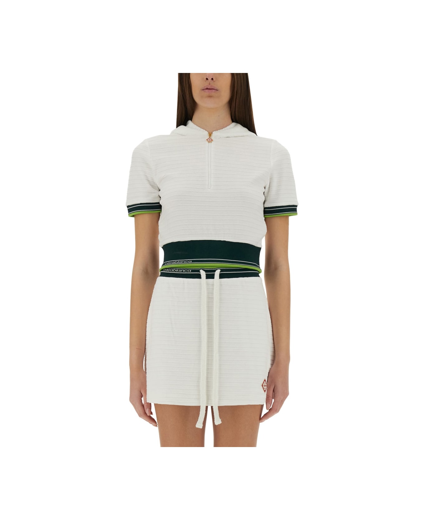 Casablanca Cropped Tennis Shirt - WHITE
