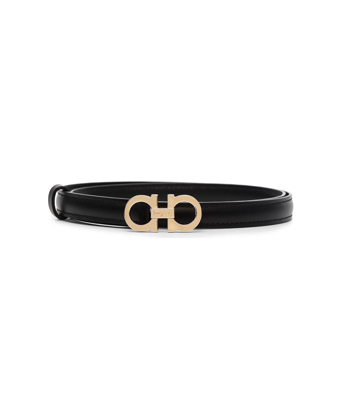 Ferragamo Gancini Leather Belt - Black