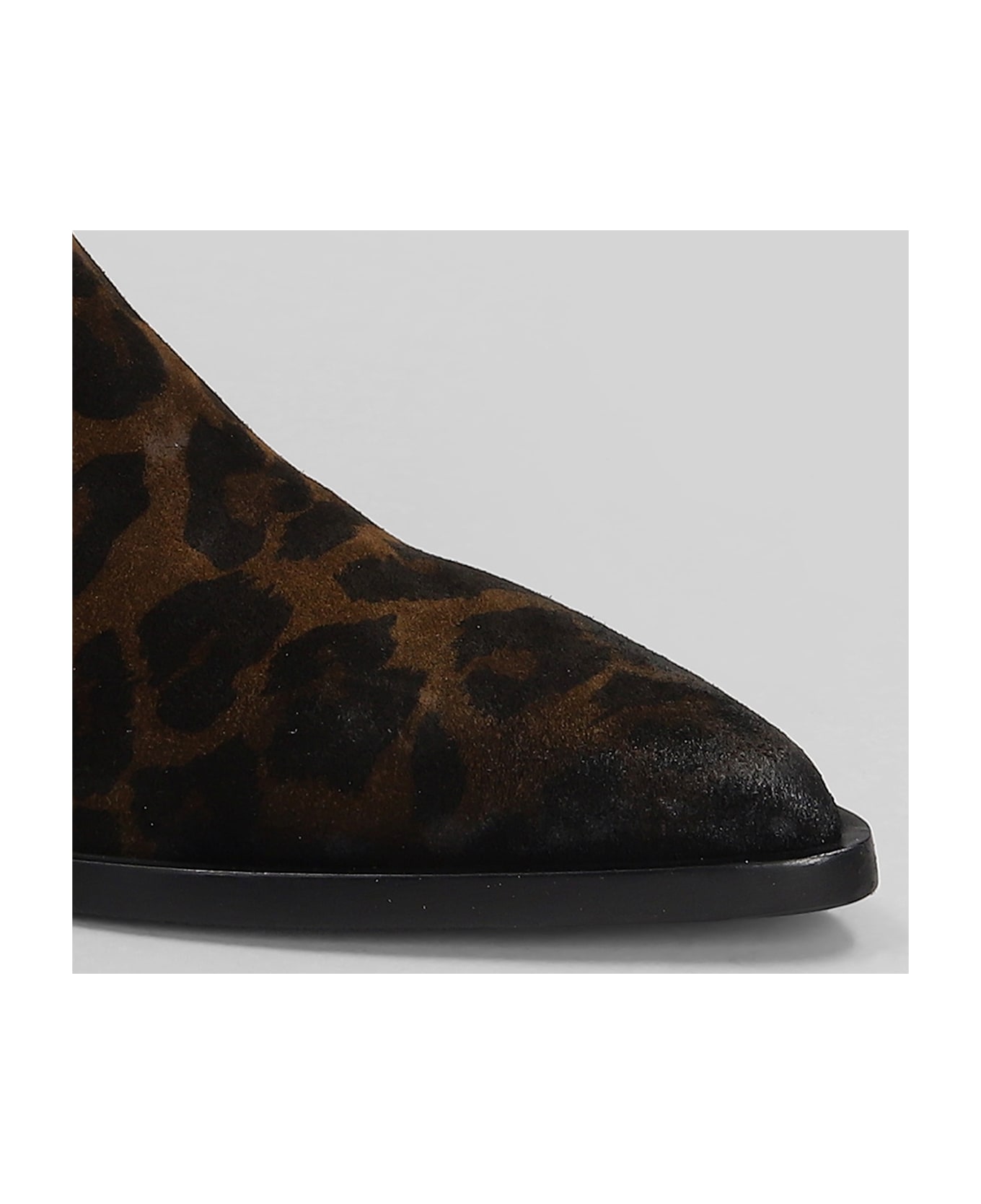 Elena Iachi Texan Ankle Boots In Animalier Suede - Animalier