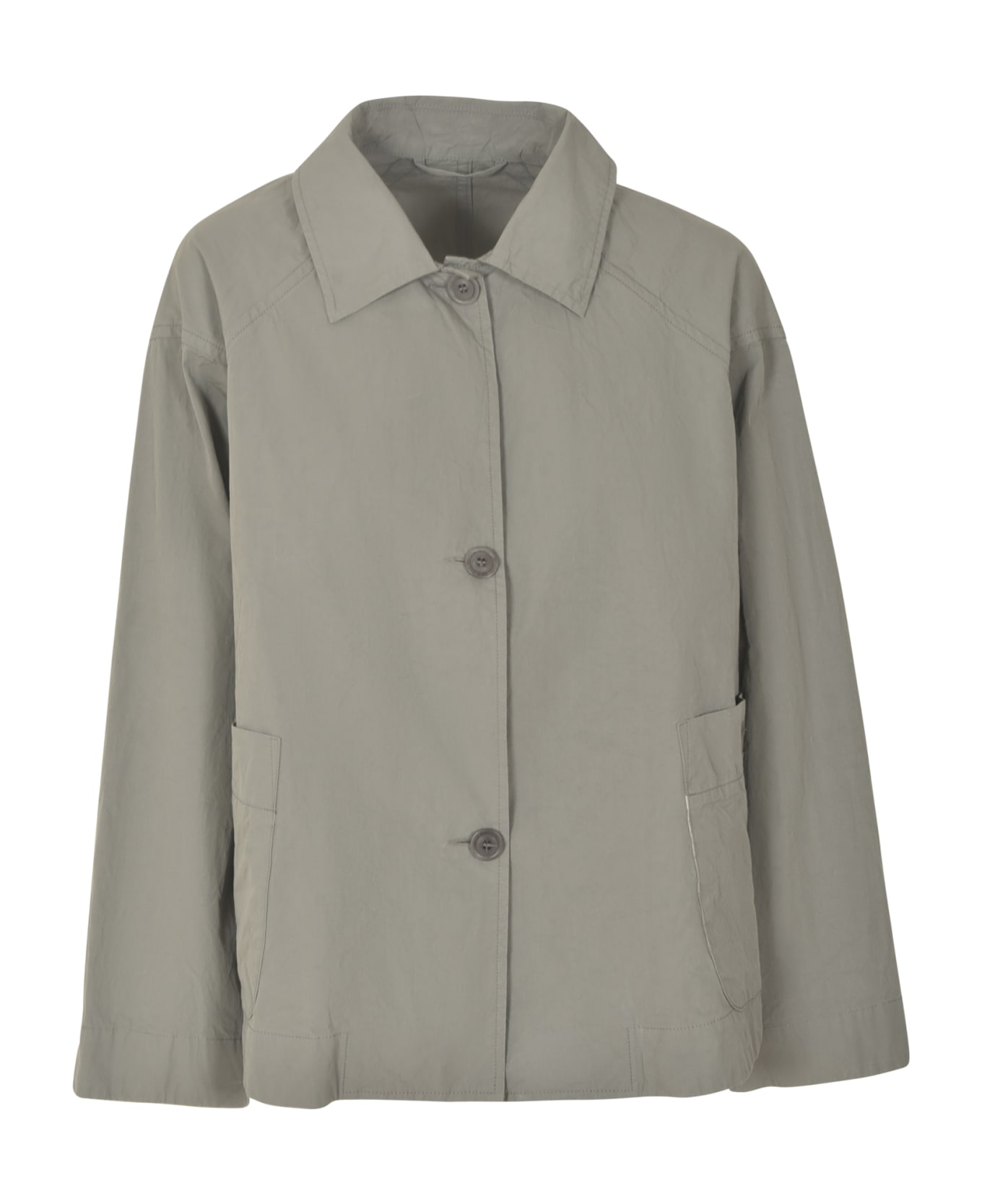 Casey Casey Patched Pocket Buttoned Plain Shirt - Light Grey