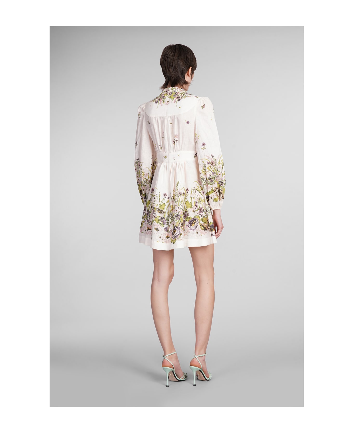 Zimmermann Halliday Plunge Mini Dress - Cmfl Cream Multi Floral