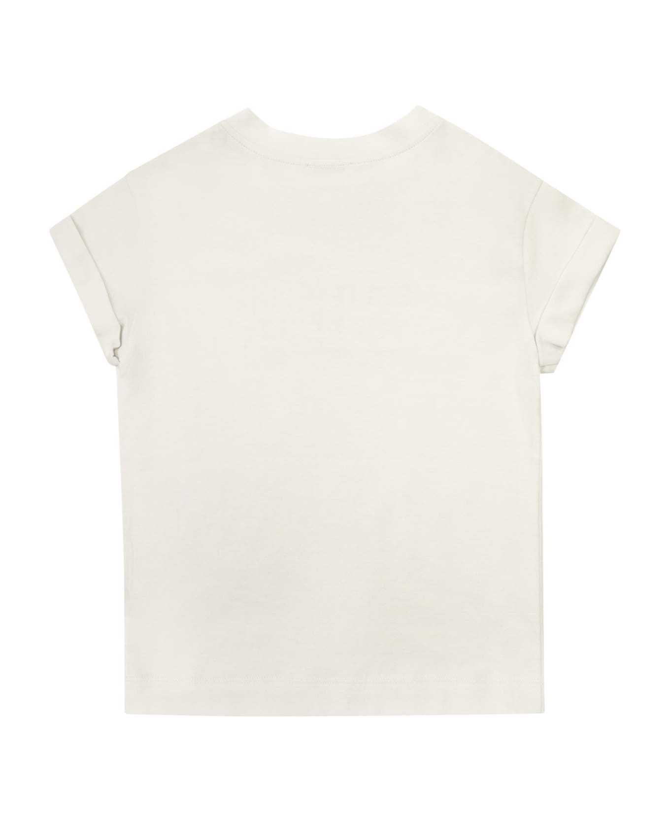 Brunello Cucinelli Lightweight Cotton Jersey T-shirt With Print And Necklace - White