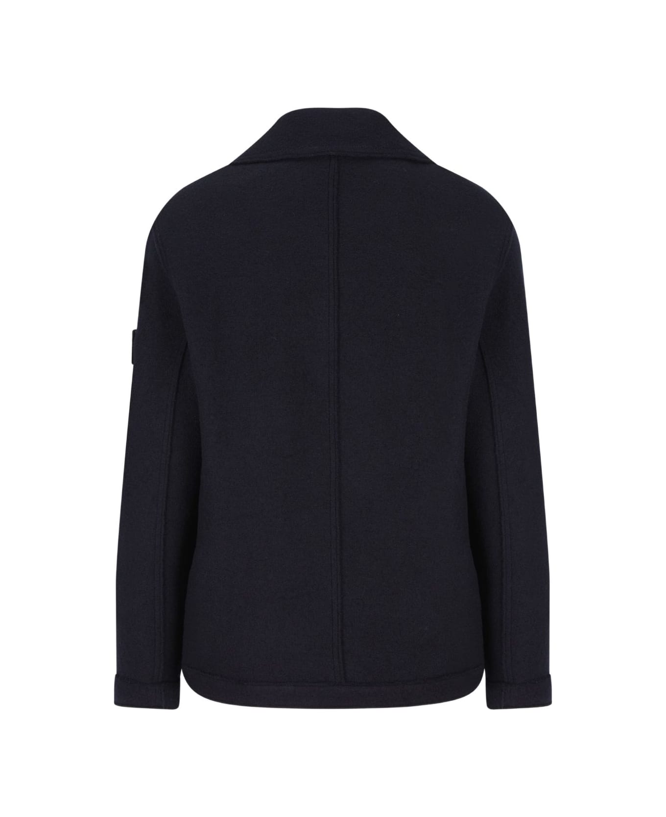 Stone Island Double-breasted Pea Coat - Blue