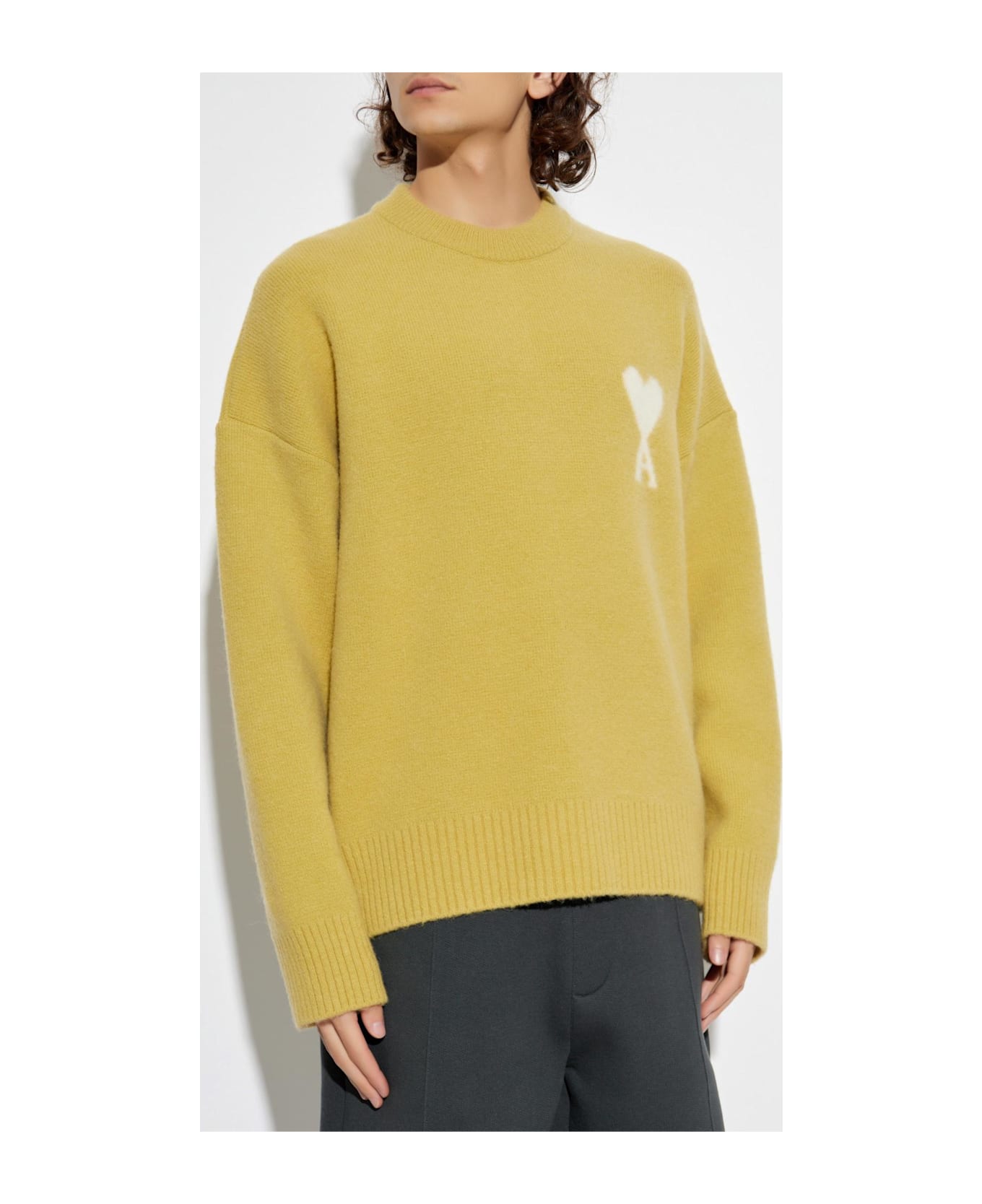 Ami Alexandre Mattiussi Wool Sweater With Logo - GREEN