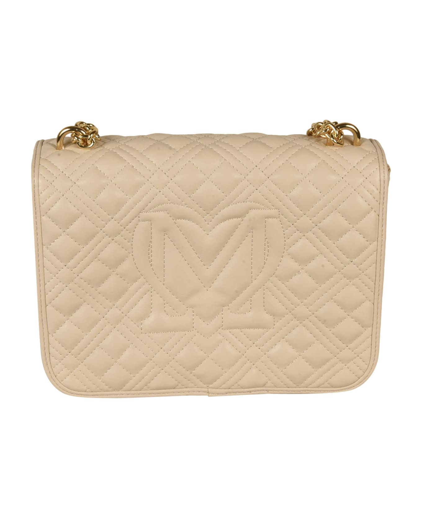 Love Moschino Logo Quilted Shoulder Bag - Ecru